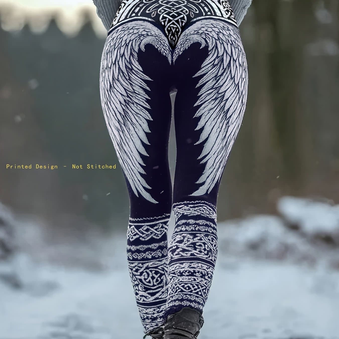 TEMU Ladies' Vintage 2d Printed Pants | Long Leggings With Retro Pattern, Wear