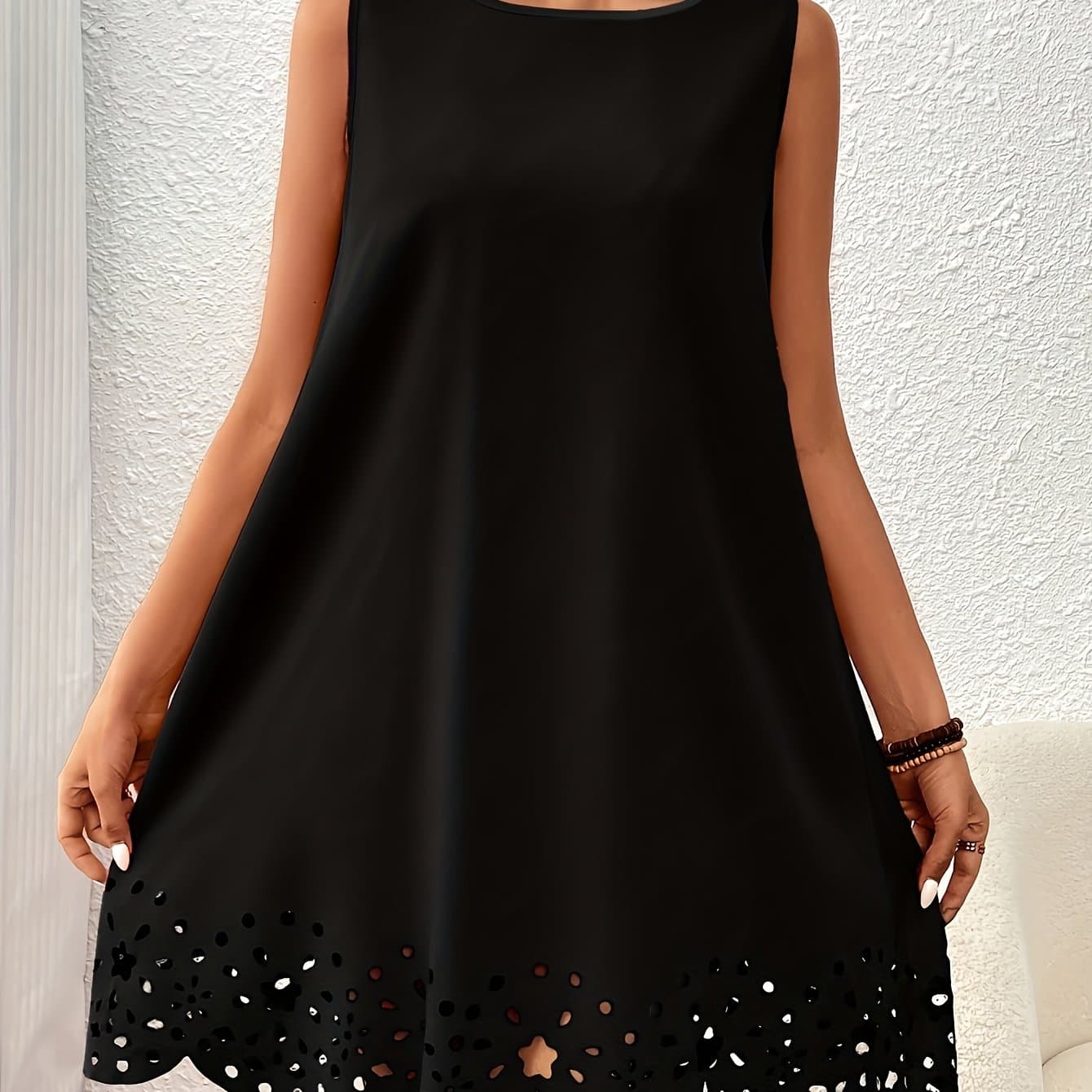 TEMU Summer Elegant Solid Color Sleeveless Dress