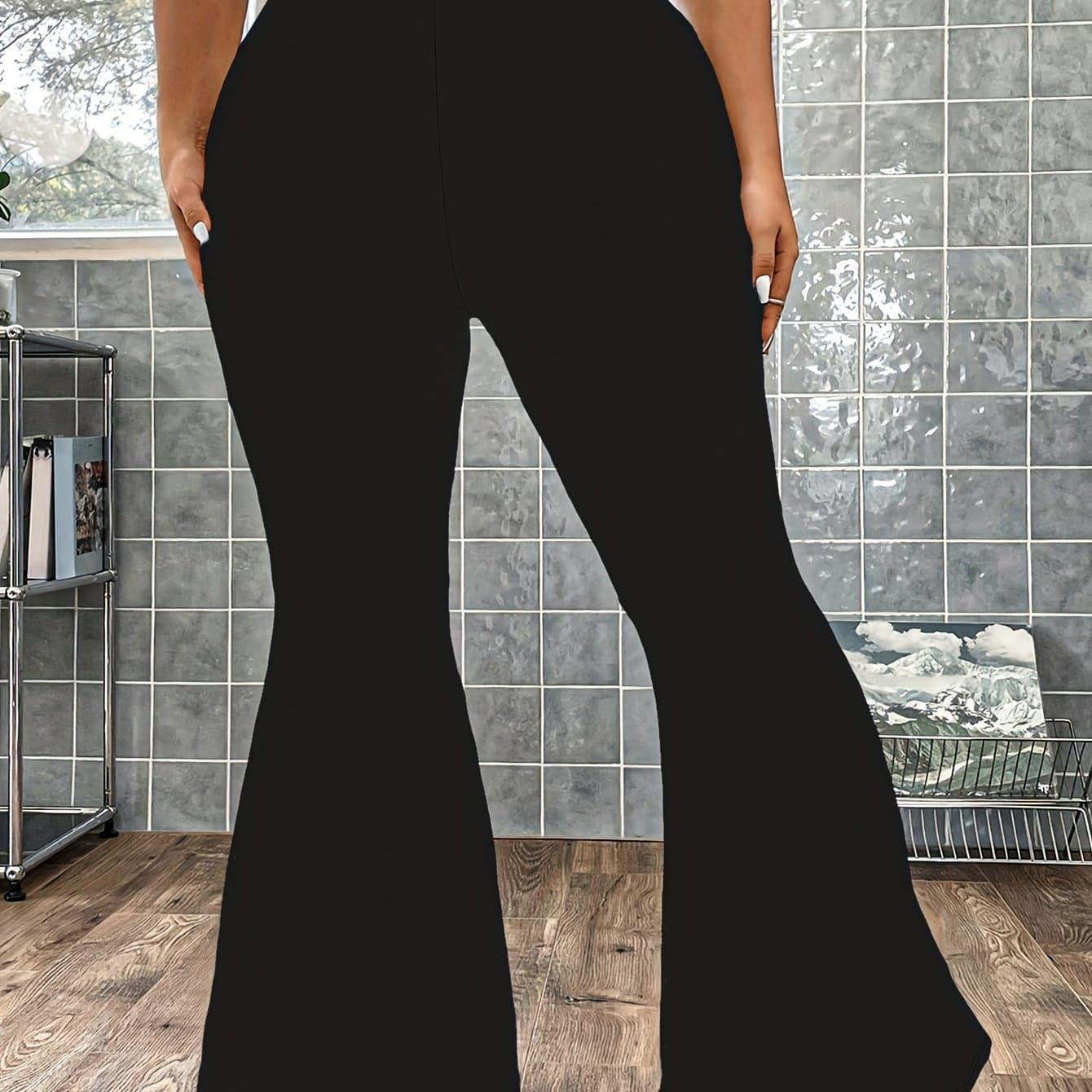 TEMU Plus Size, Extended Plus-size Stretch Flare Pants