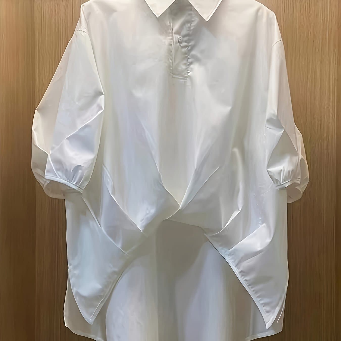 TEMU Women'-color Short-sleeve Asymmetrical Fashion Casual Shirt, Women's Loose-