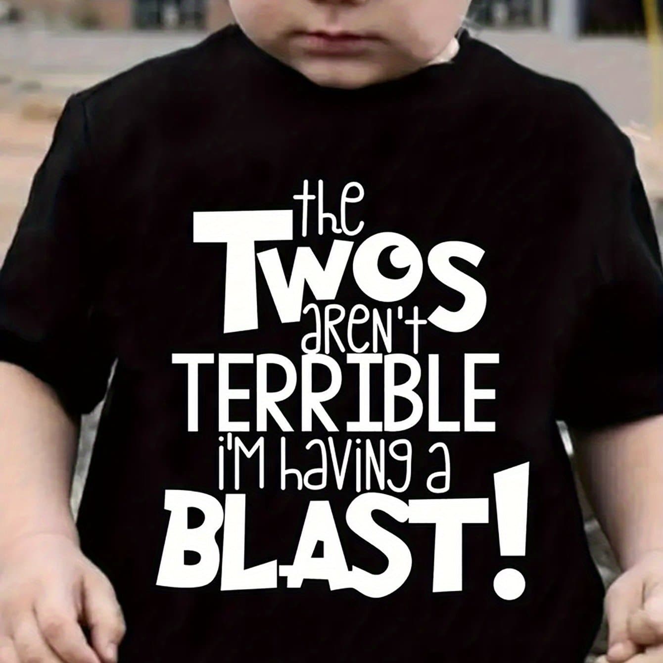 TEMU Boys' Cotton T-shirt "the Aren't I'm Havinga Blast!.." Print For Comfortable And Casual Round Neck Short Sleeves