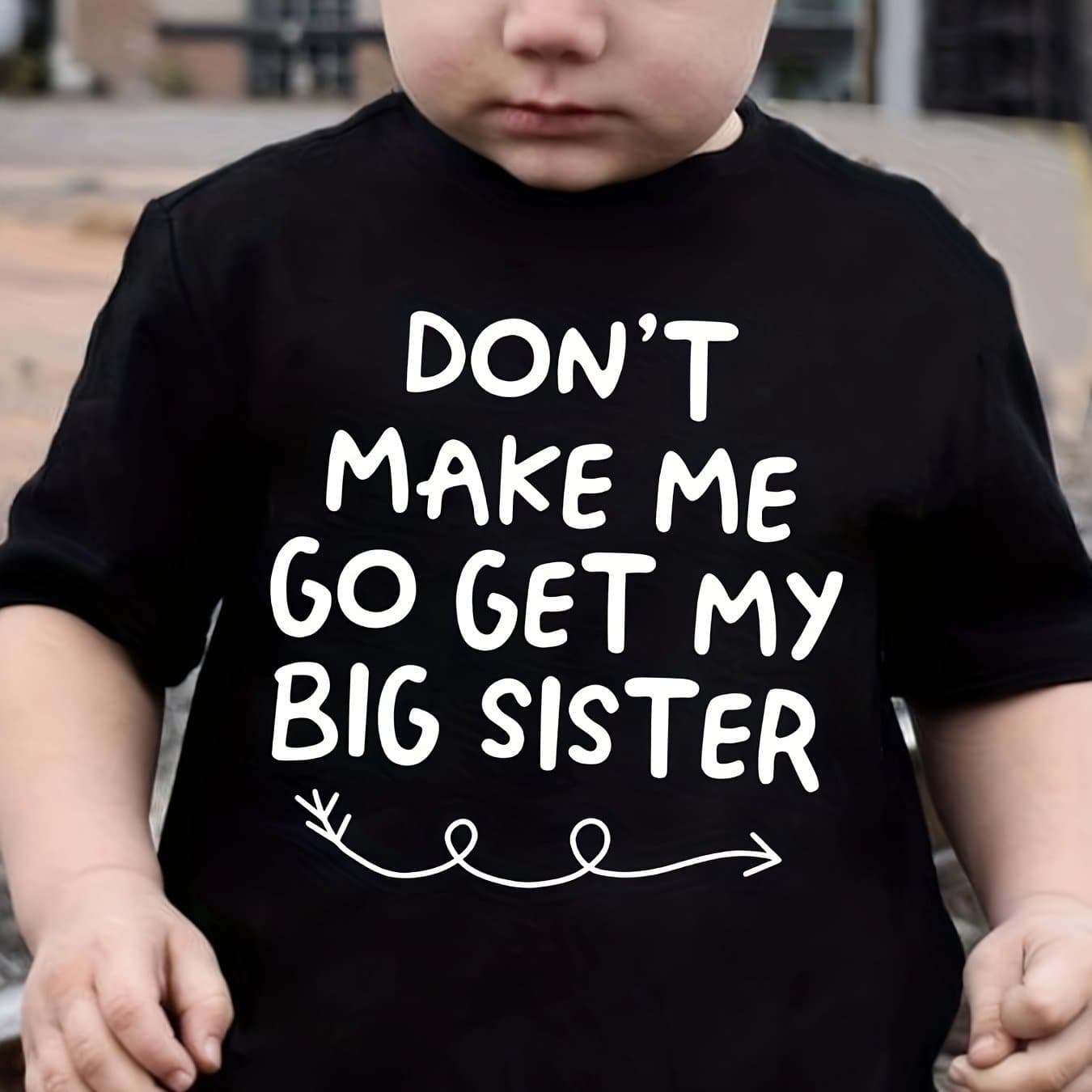 TEMU Boys Cotton T-shirt "don't My Big Sister" Print For Comfortable And Casual Round Neck Short Sleeves