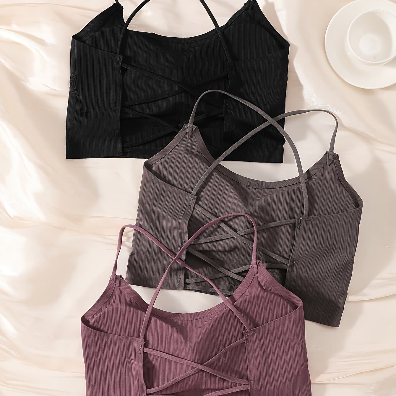 TEMU 3pcs Women's -cross Backless Back-defining Bras