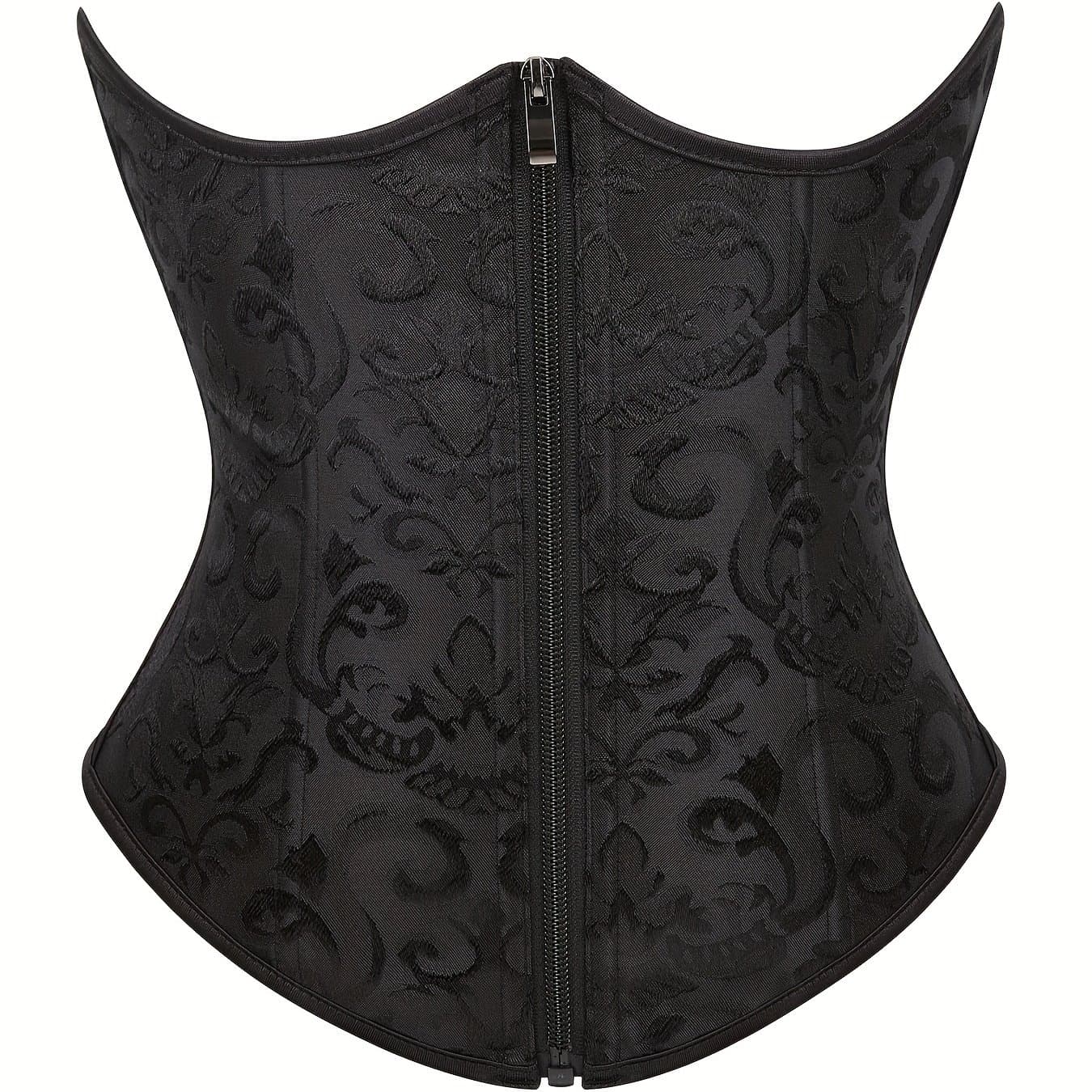 TEMU Underbust Corset Jacquard Court Zipper Waist Cincher Tummy Control Shapewear