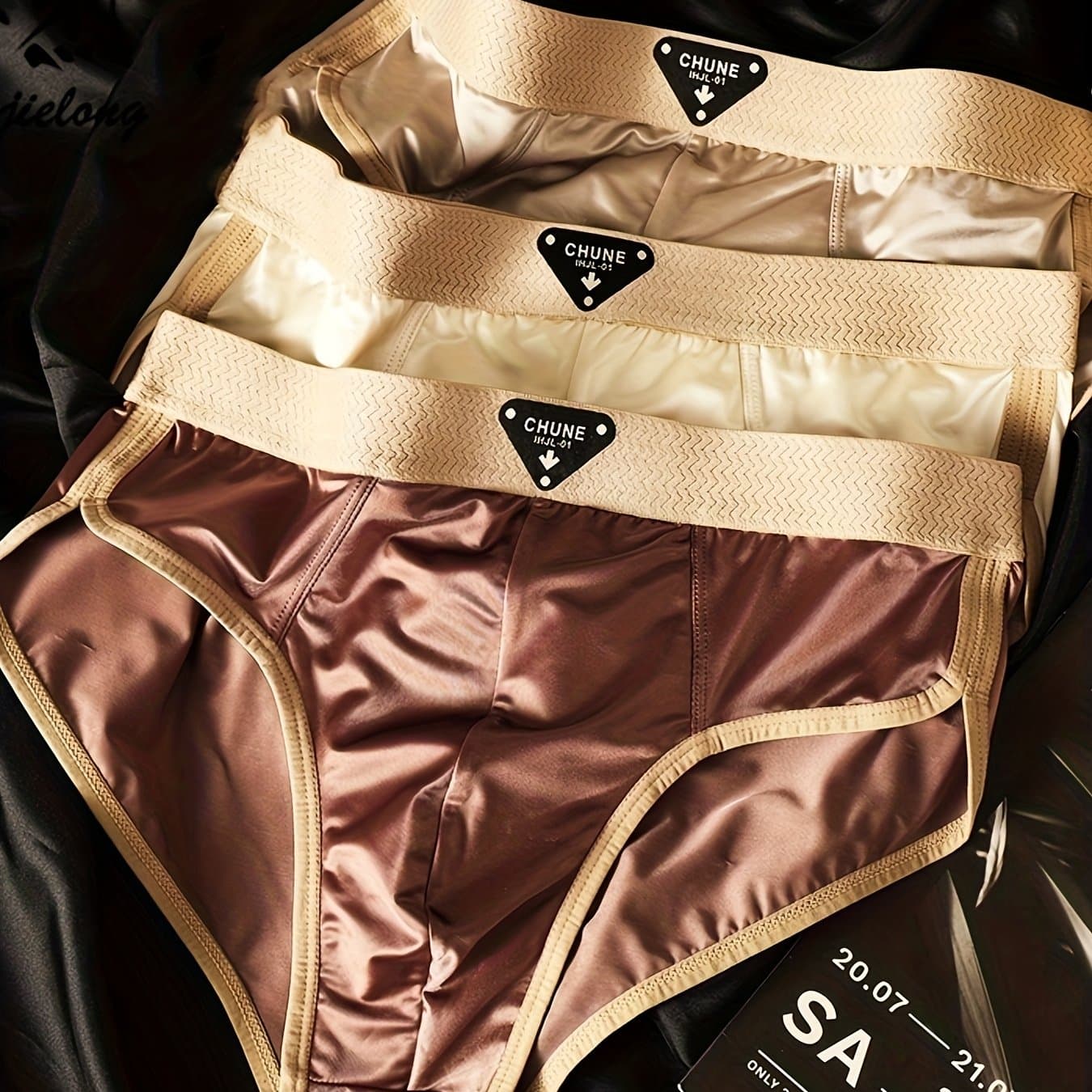 TEMU Random 3pcs Fashion Multicolor Men's Mid- Size Briefs, Random Colors, Smooth Fabric, Comfortable Fabric Men's Underwear Briefs, Trendy Men's/ Briefs, Fiber Fabric/