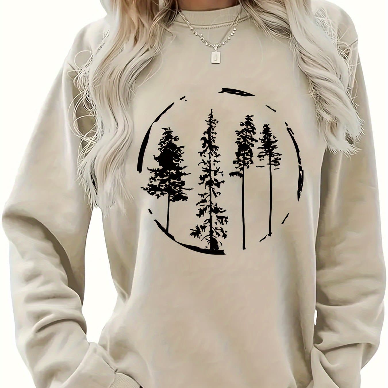 TEMU New Autumn/winter Printed Round Neck Sweatshirt Fashion Pullover Casual Versatile Long Sleeve Sweatshirt For Women thumbnail 2