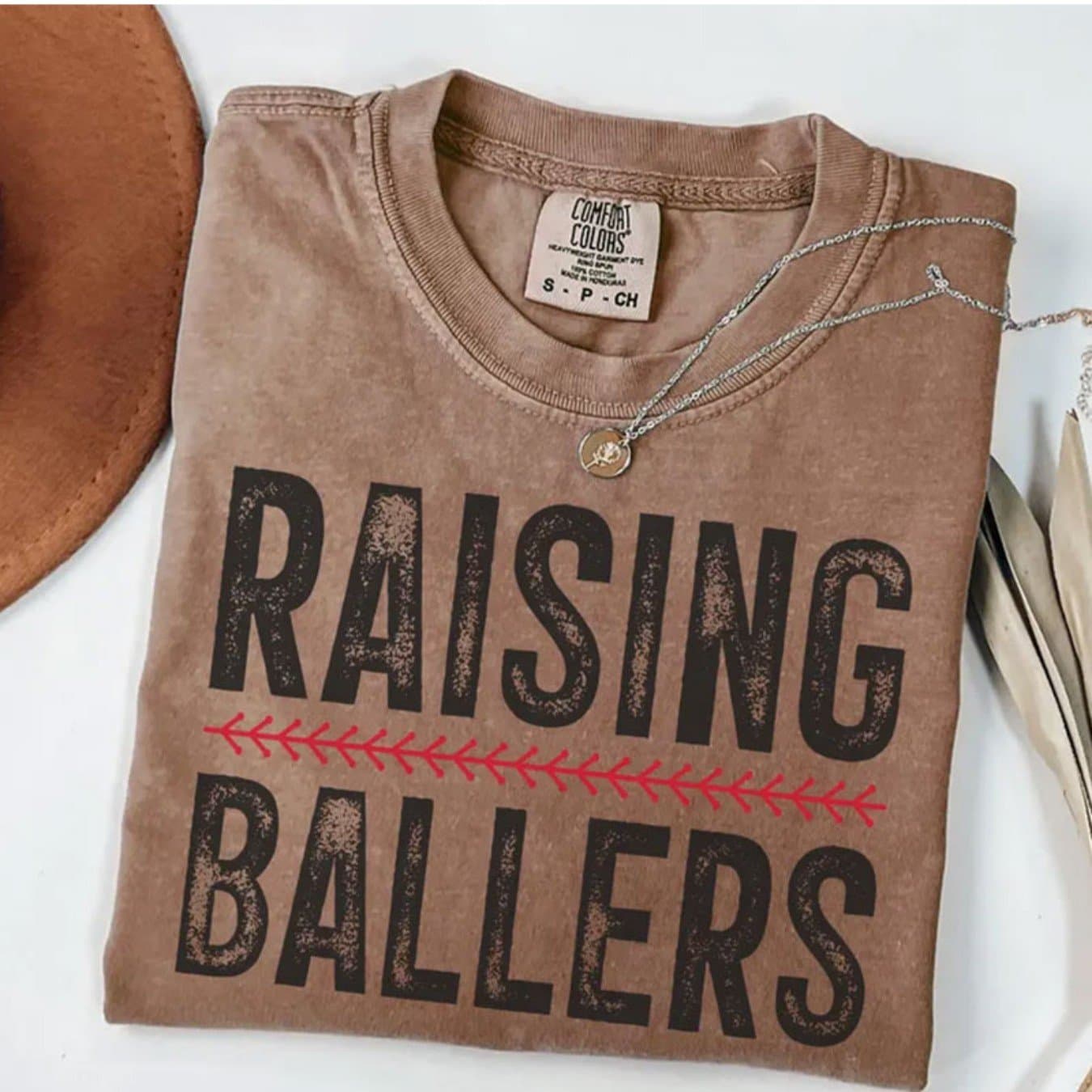 TEMU Men's Vintage Baseball Slogan T-shirt - 210g Heavyweight Pure Cotton Oversized Tee With "raising " Print, Distressed Neck For Casual & Outdoor Wear - - Loose Fit Shirt