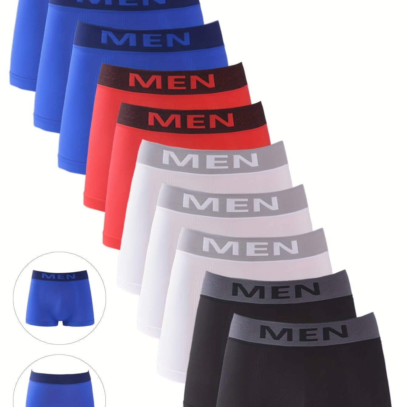 TEMU 10pcs Men's Mid-rise Boxer Briefs, , Seamless, Lightweight, Breathable, Sweat-resistant, Fabric, Comfortable Letter Print, High Youth Boxer Shorts, Suitable For S/m/l