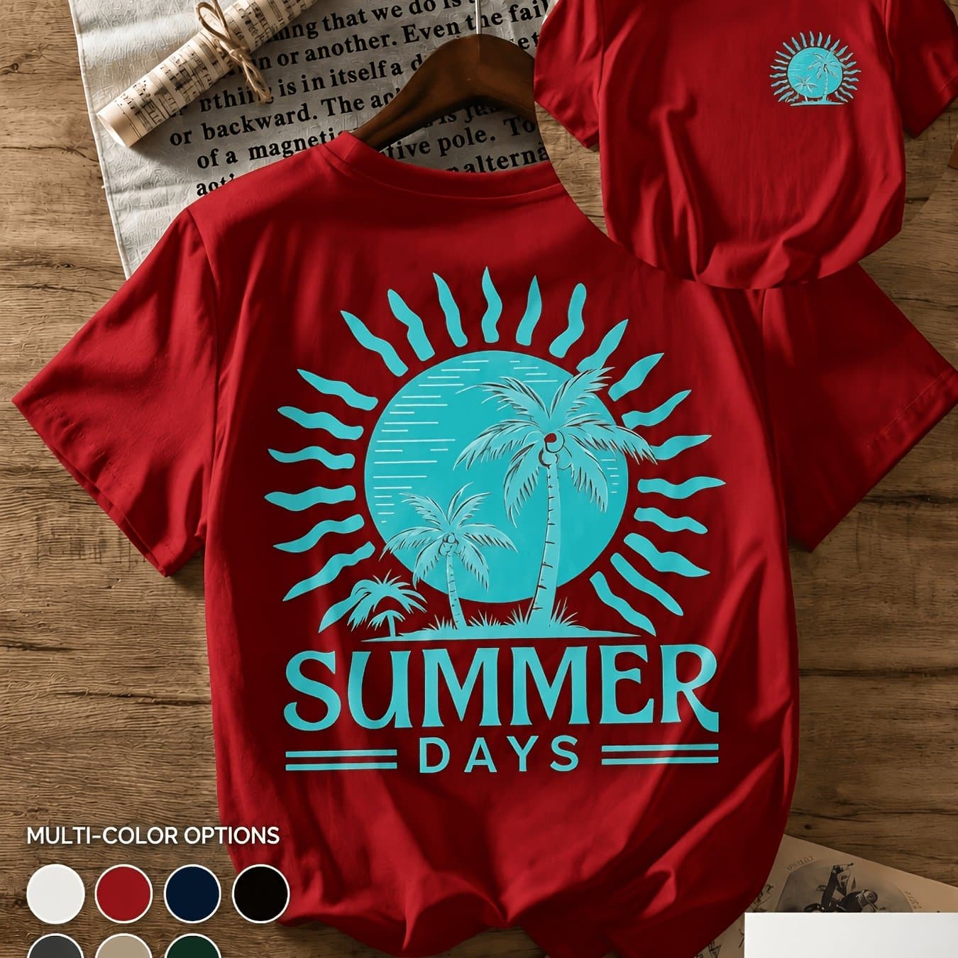TEMU Women's Summer Sports And Fitness T-shirt, Retro Summer Sunset, Optional, Women's Round Neck Sports T-shirt, For Yoga And Running