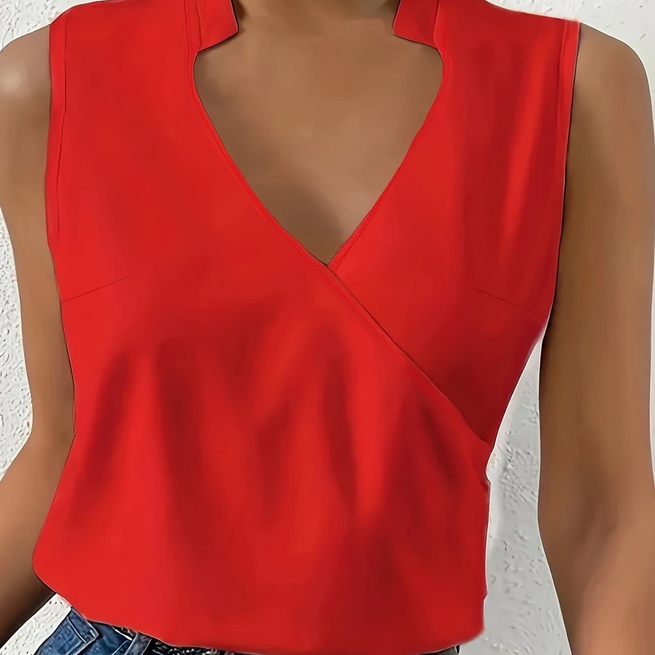 TEMU Fashion Summer Easy Sleeveless Solid Color Women's Blouse Loose Casual Versatile Office Women's Top