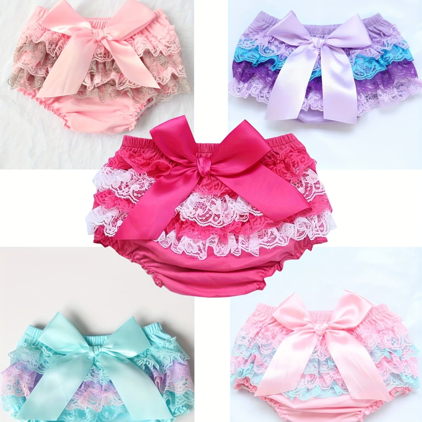 TEMU 5pcs Lace Shorts, Shorts, Pp Pants, European And American Chiffon Shorts, Climbing Pants, One-year-old Photo Clothes, For Outdoor