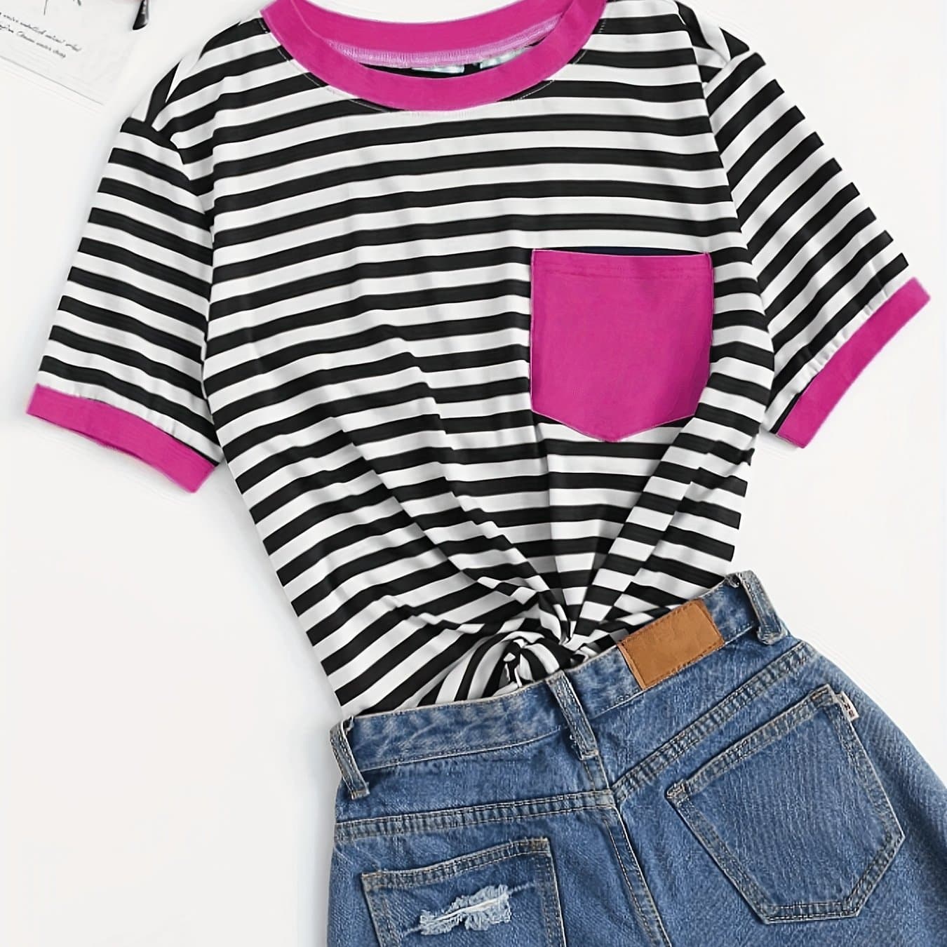TEMU Casual Striped T-shirt Top