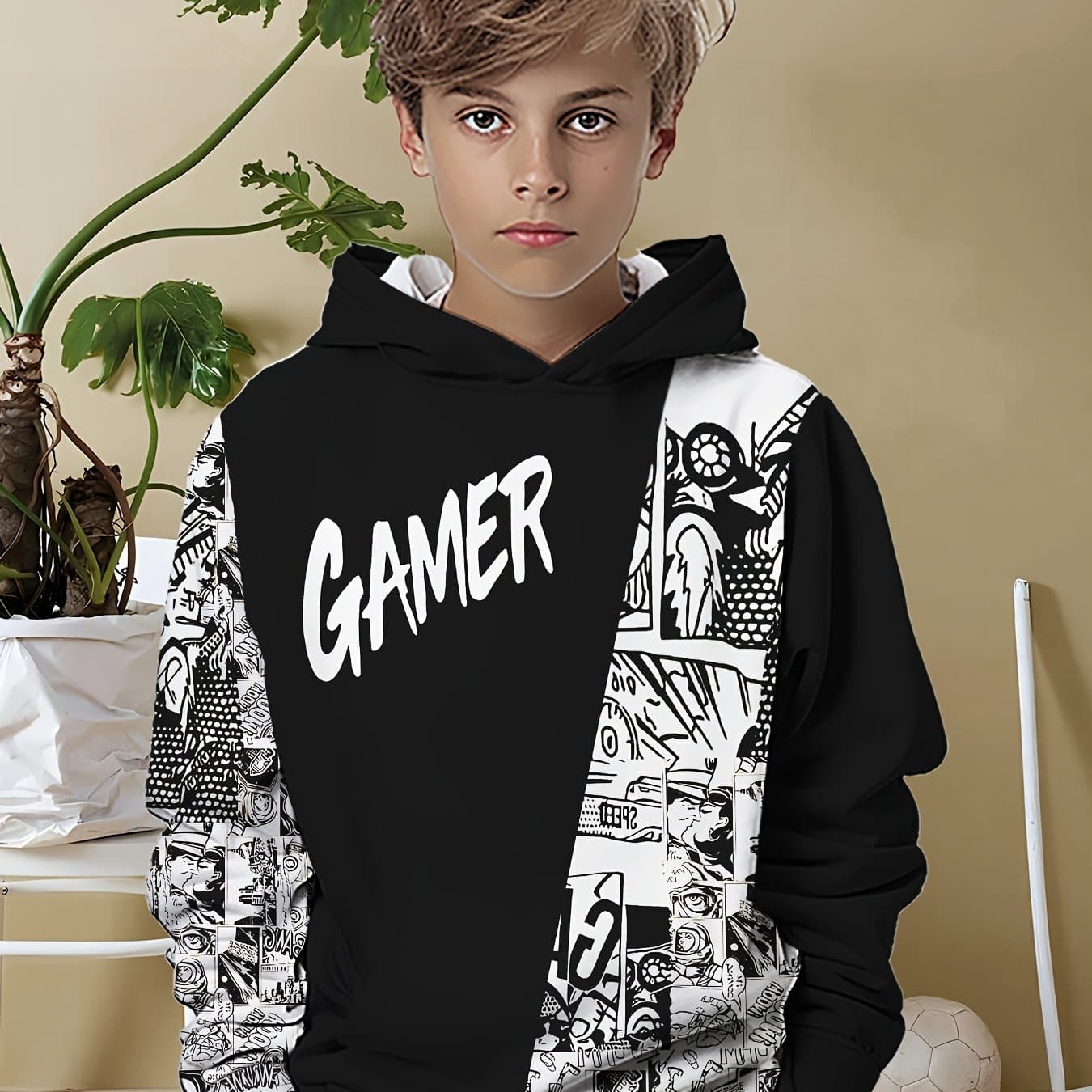 TEMU Boys 3d Printed Casual Fashion Hoodie Spring Autumn Winter Children's Long Sleeve Pullover Children's Clothing