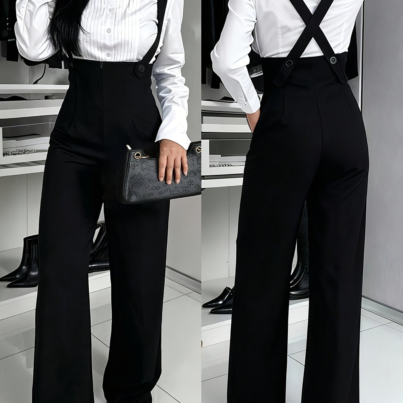 TEMU Elegant Solid Color Sleeveless Wide-leg Overalls For Daily Commuting