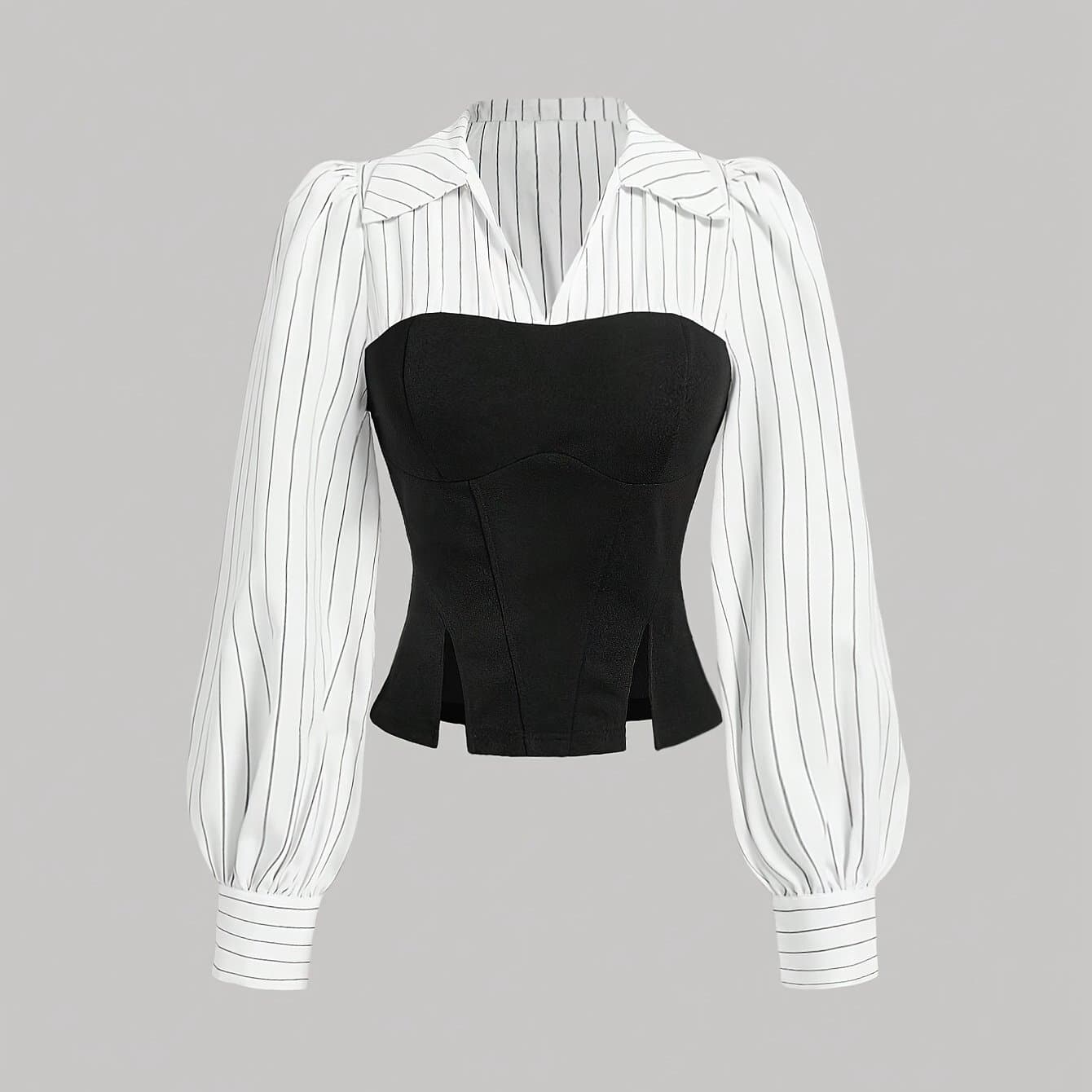 TEMU White Striped Top
