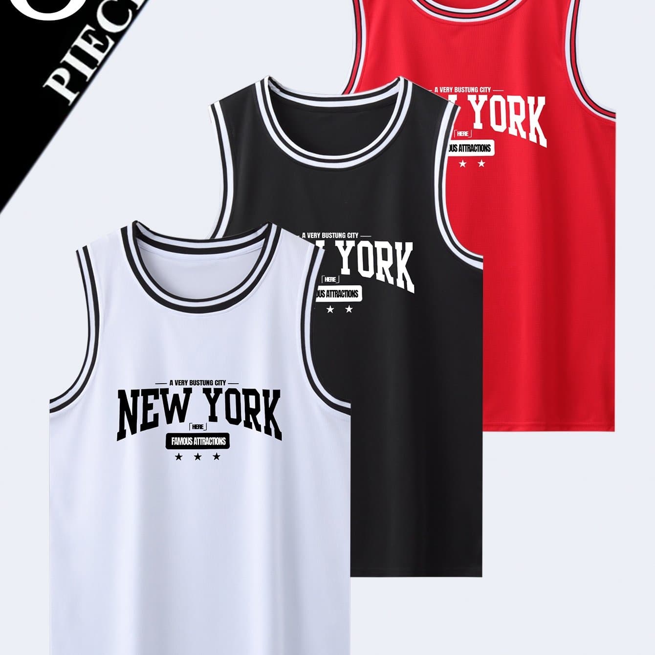 TEMU Men's Quick Dry Polyester Sleeveless Top - Breathable Mesh Basketball Style With Geometric Print For Workout And Running, Moisture-wicking Sports Apparel