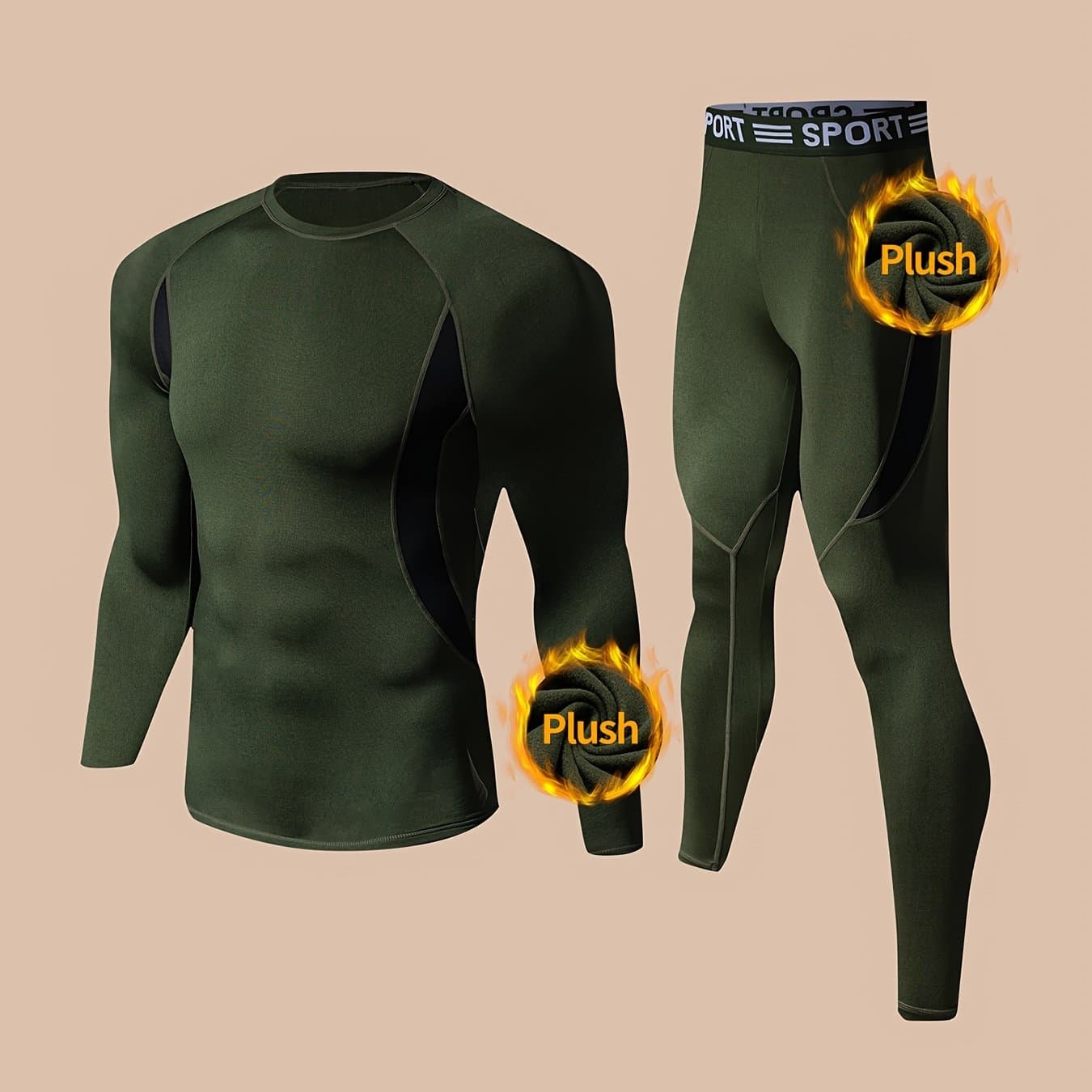 TEMU European And American Men's Warm Underwear Long Pants Set, Winter Hunting, Outdoor Running, Cycling, Skiing Equipment, Sports Yoga, Fitness, Casual Bottom Wear
