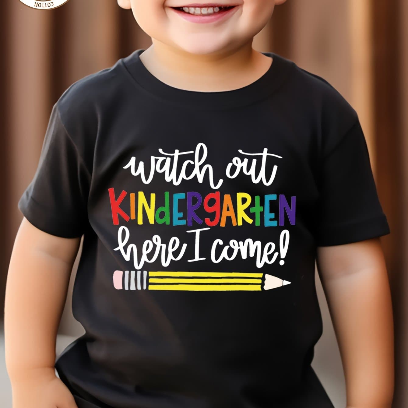 TEMU A T-shirt Made Of, Featuring A And Vibrant Lettering, With A Soft And Cozy Round Neck And Short Sleeves