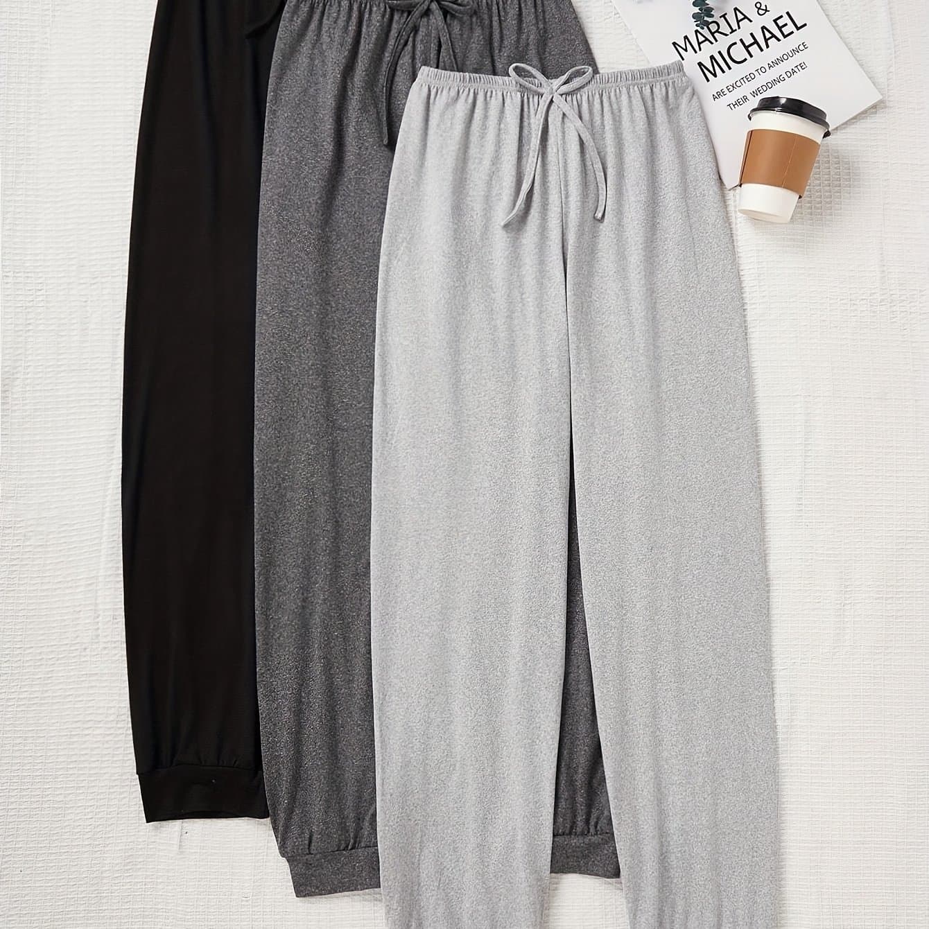 TEMU A New Minimalist Three-color Set Of Casual Women's Pants With A Drawstring Waist, Perfect For Autumn. Loose-fitting Pants Make A Great Gift