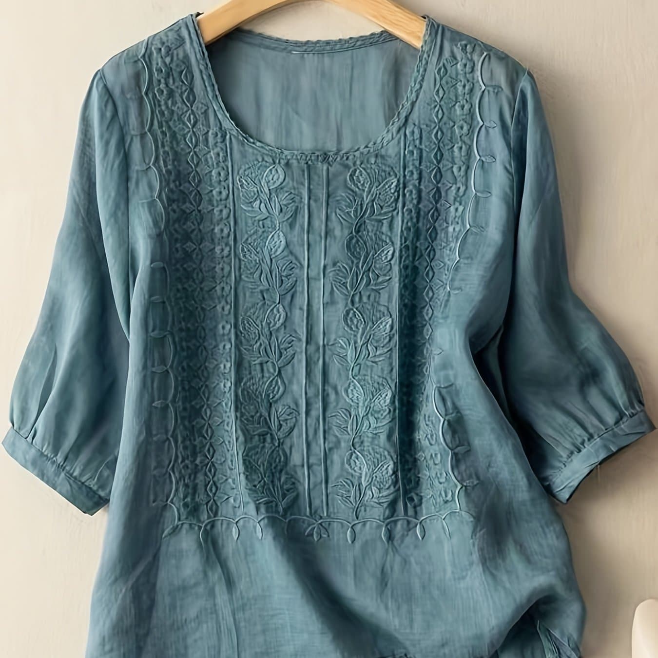 TEMU Women's Embroidered T-shirt In Colors And Sizes