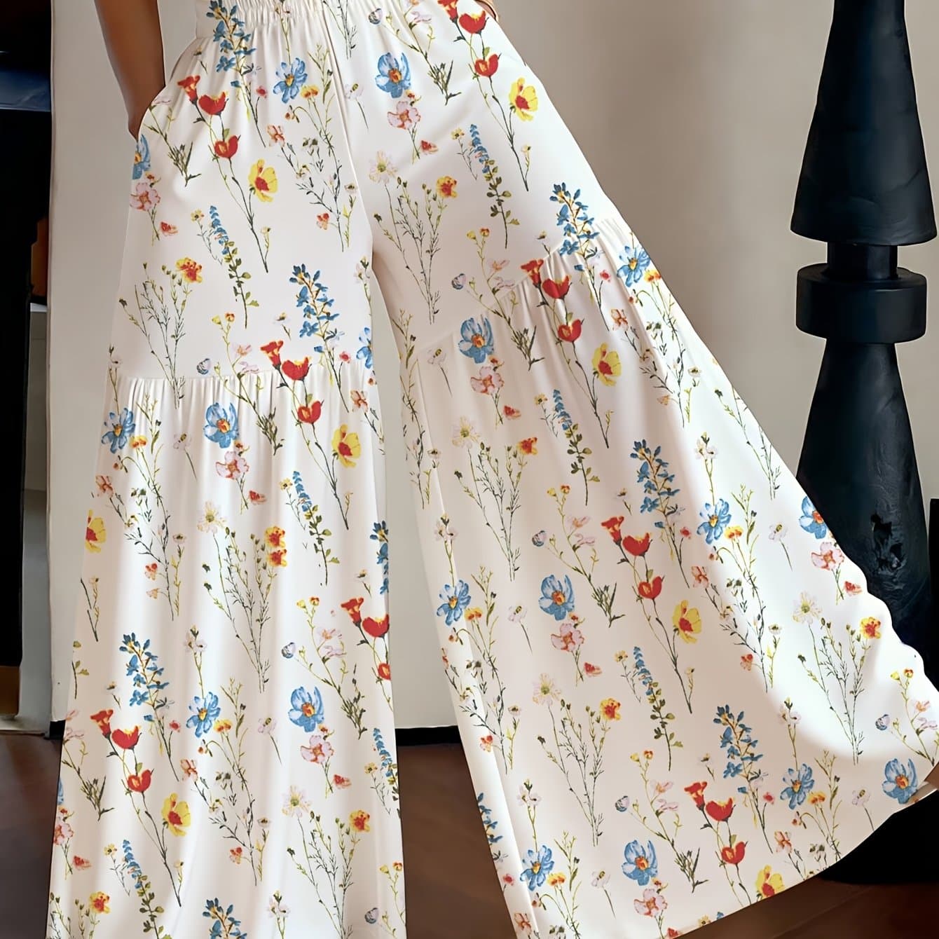 TEMU Women's Lightweight Printed Loose Wide Leg Pants
