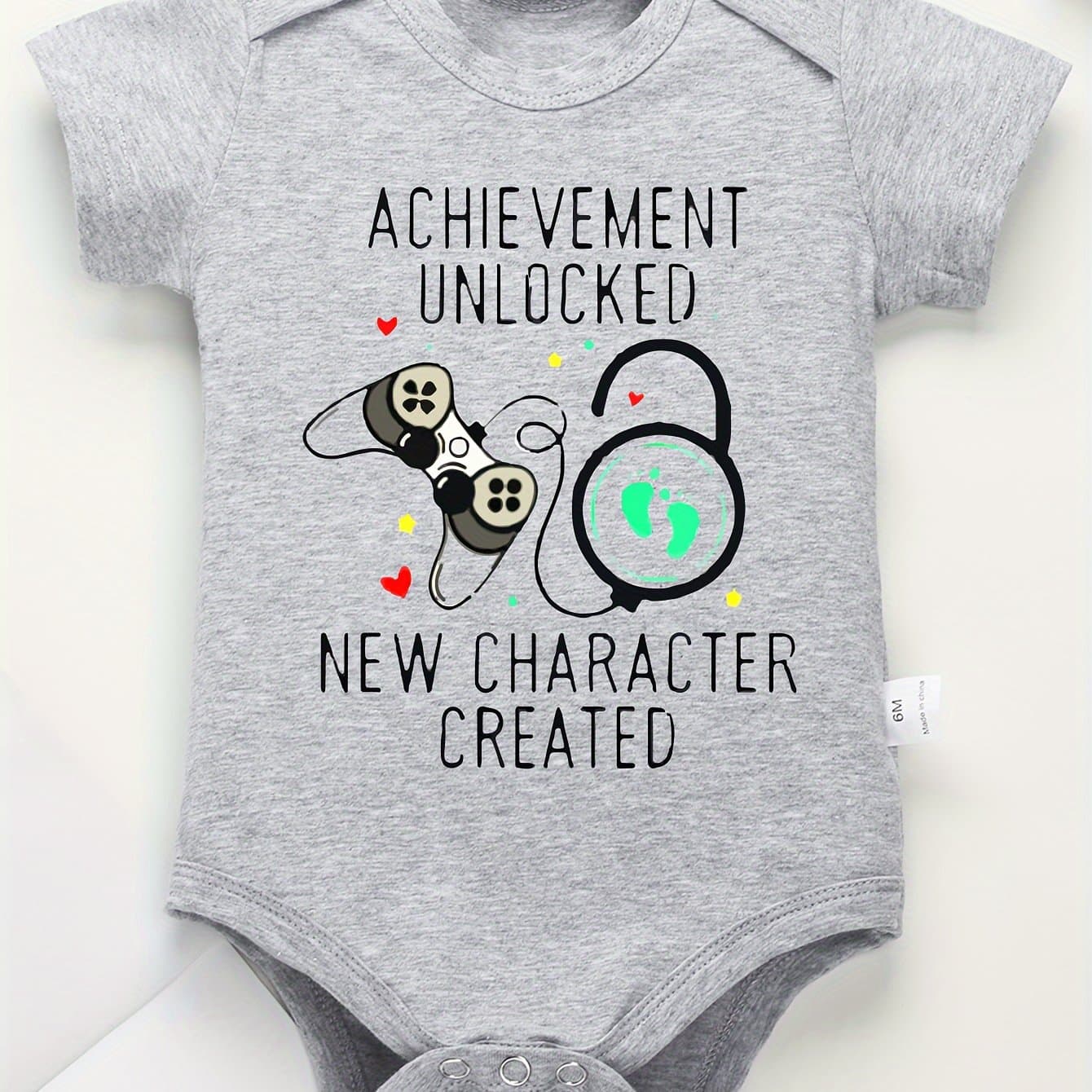 TEMU Cotton Baby Onesies, Machine Pattern Print And Letter Print, Soft And Fashionable Round Neck Baby Onesies, Perfect For Outdoor