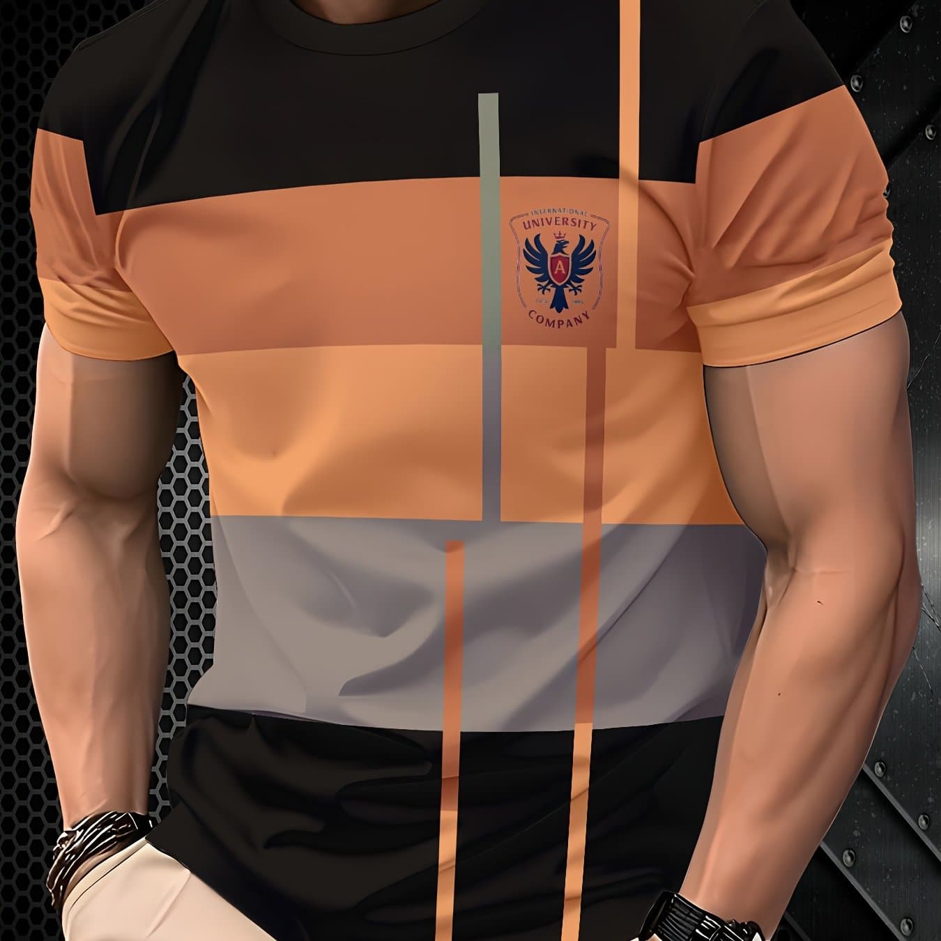 TEMU Wide Stripe Narrow Vertical Stripe Men's Fashion T-shirt