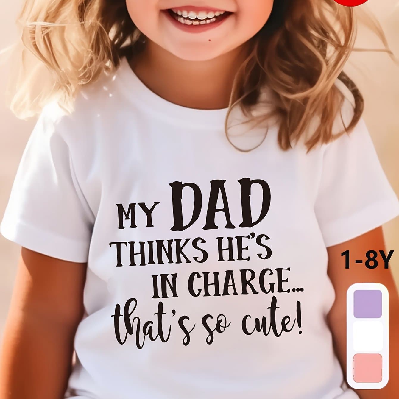 TEMU He' Charge That ' Cute! Print Short Sleeve T-shirt, Comfy Casual Tees For Girls Summer