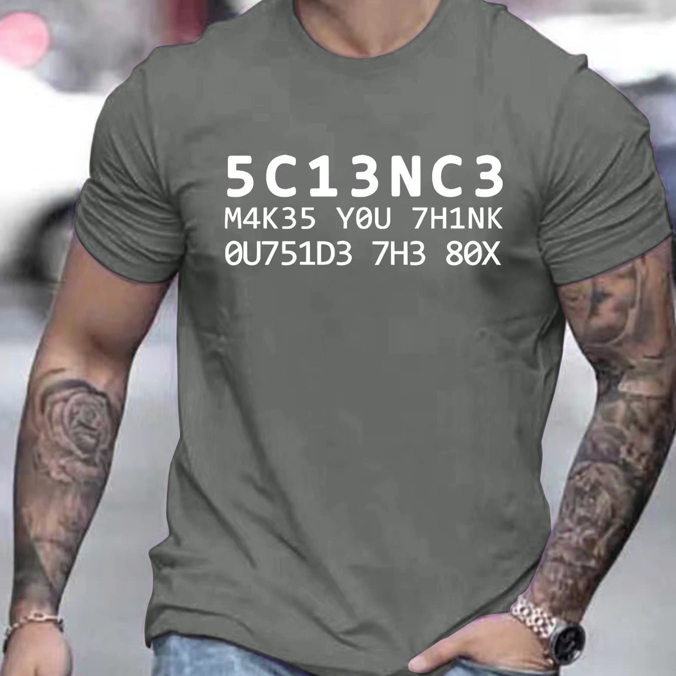 TEMU Summer Men's Fashion Print Short Sleeve T-shirt