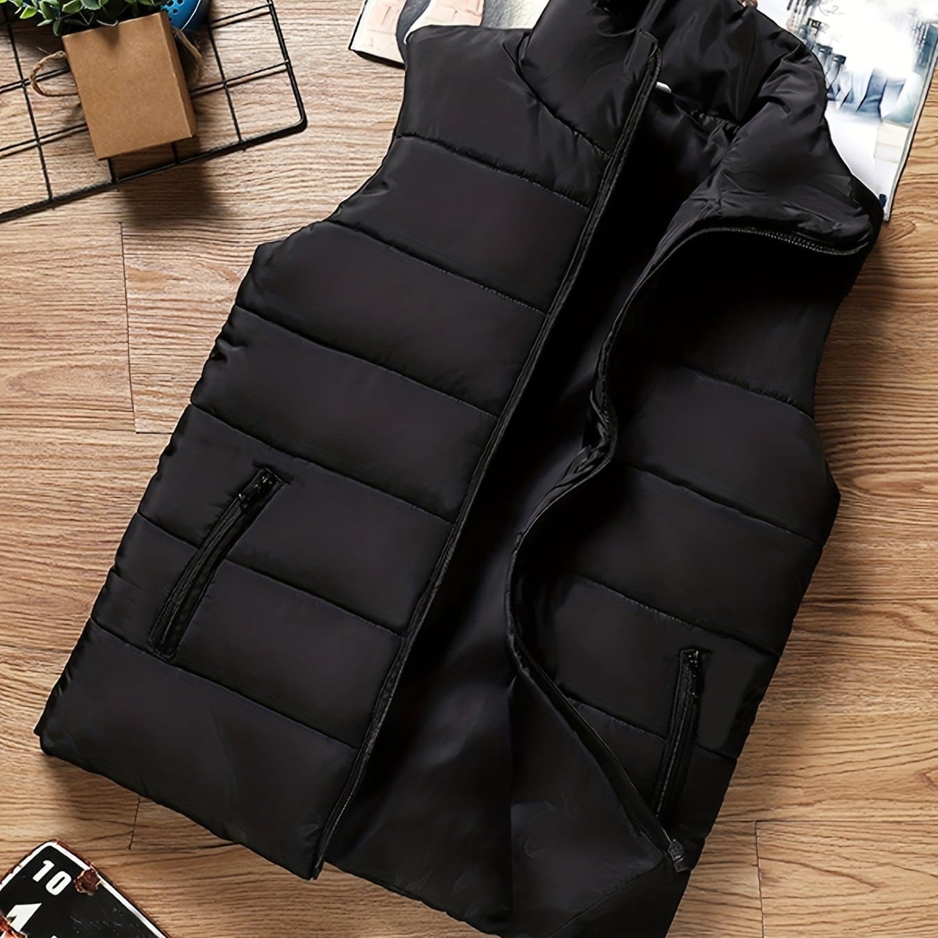 TEMU Men's Winter Vest, Lightweight Padding Vest, Sleeveless Coat Warm Zip Up Quilted Gilet Jacket