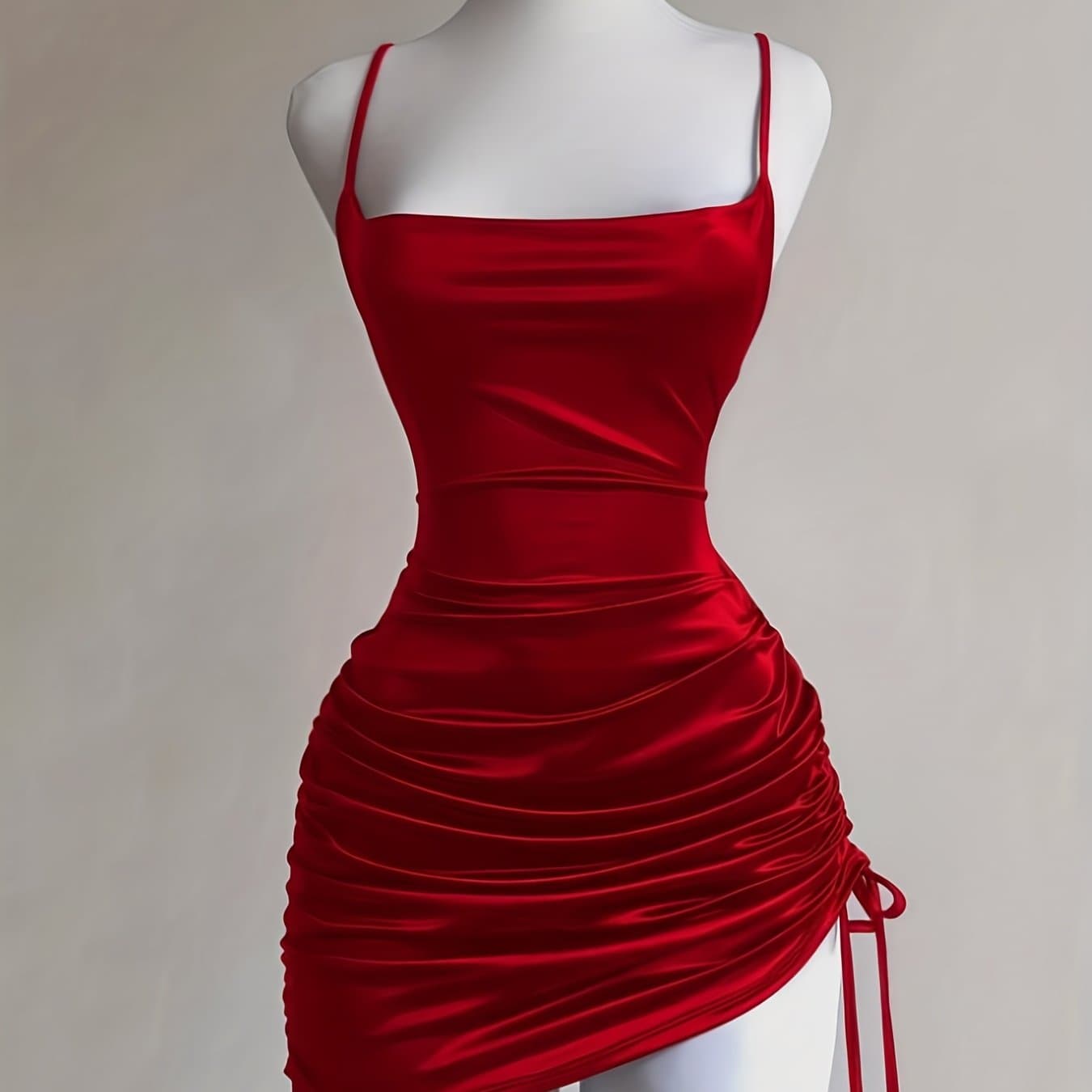 TEMU New Women' Color Lace-up Drawstring Backless Camisole Dress, Fashionable And Elegant For Parties, Dates, Street Style, Cocktail Events, Bridesmaid Dresses, Daily Wear, Suitable For All