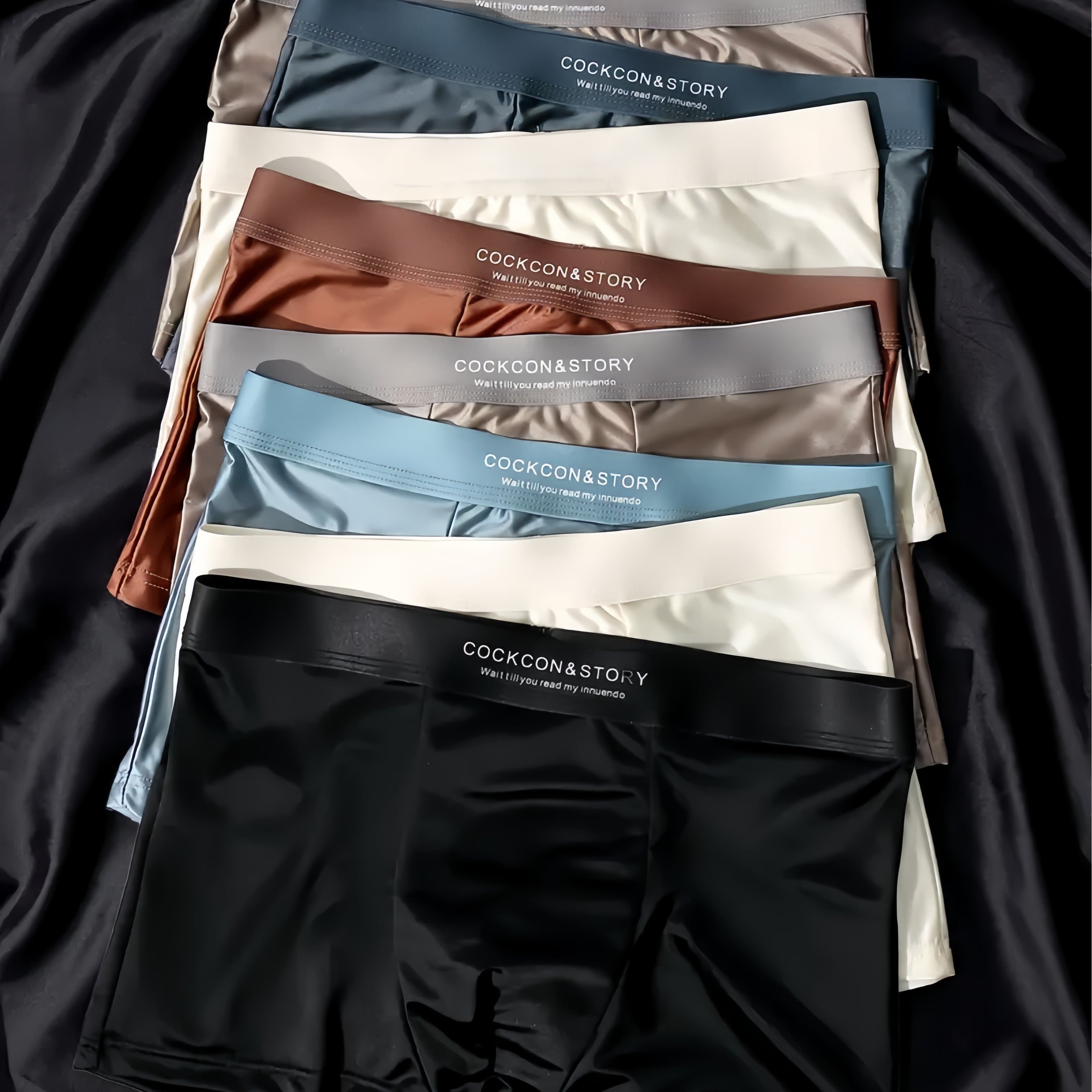TEMU 5-pc Random Color Men's Underwear Boxer Briefs Light Luxury Smooth Seamless Summer Thin Breathable Four-corner Shorts Suitable For Daily Wear Men's Underwear Gift For Him