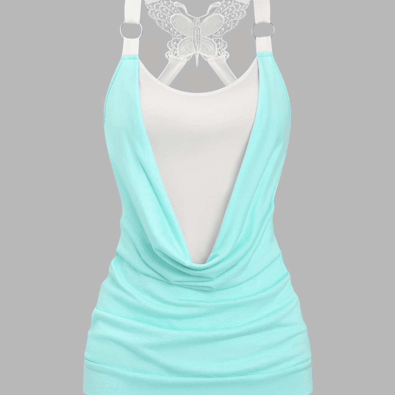 TEMU Women'-shoulder Color-block 2-in-1 Look Flower Casual Tank Top