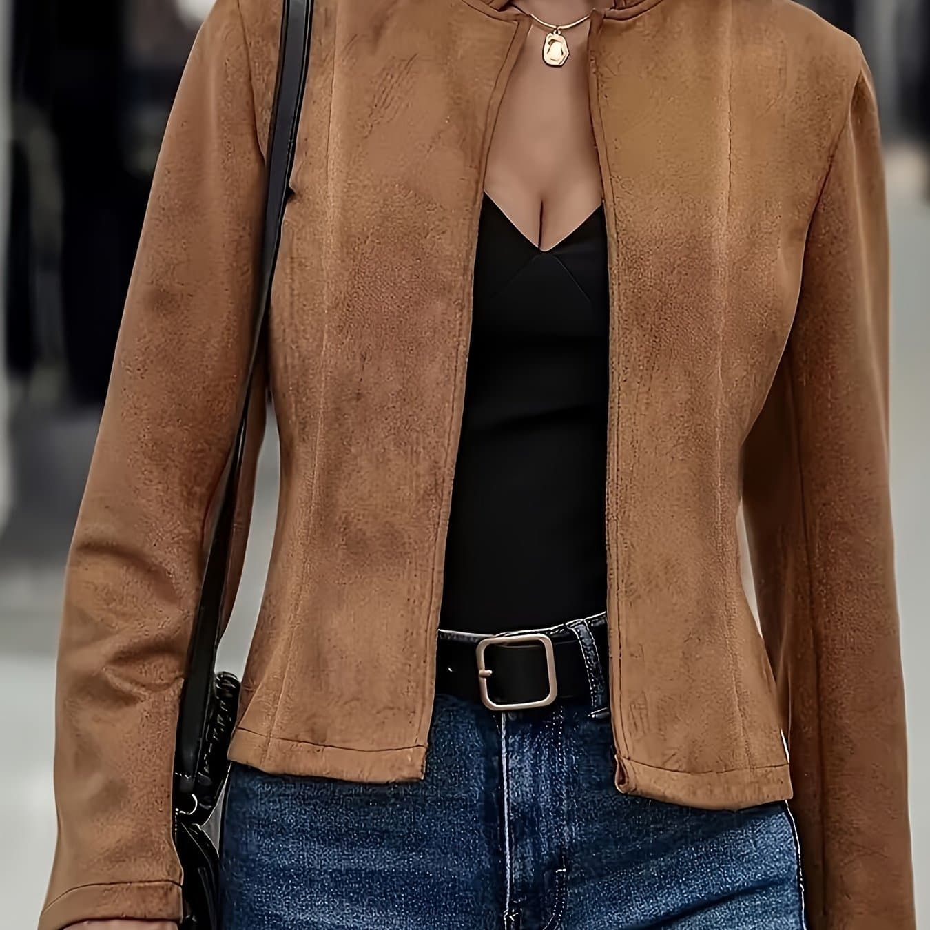 TEMU Women' Color Long Sleeve Versatile Cardigan Short Jacket