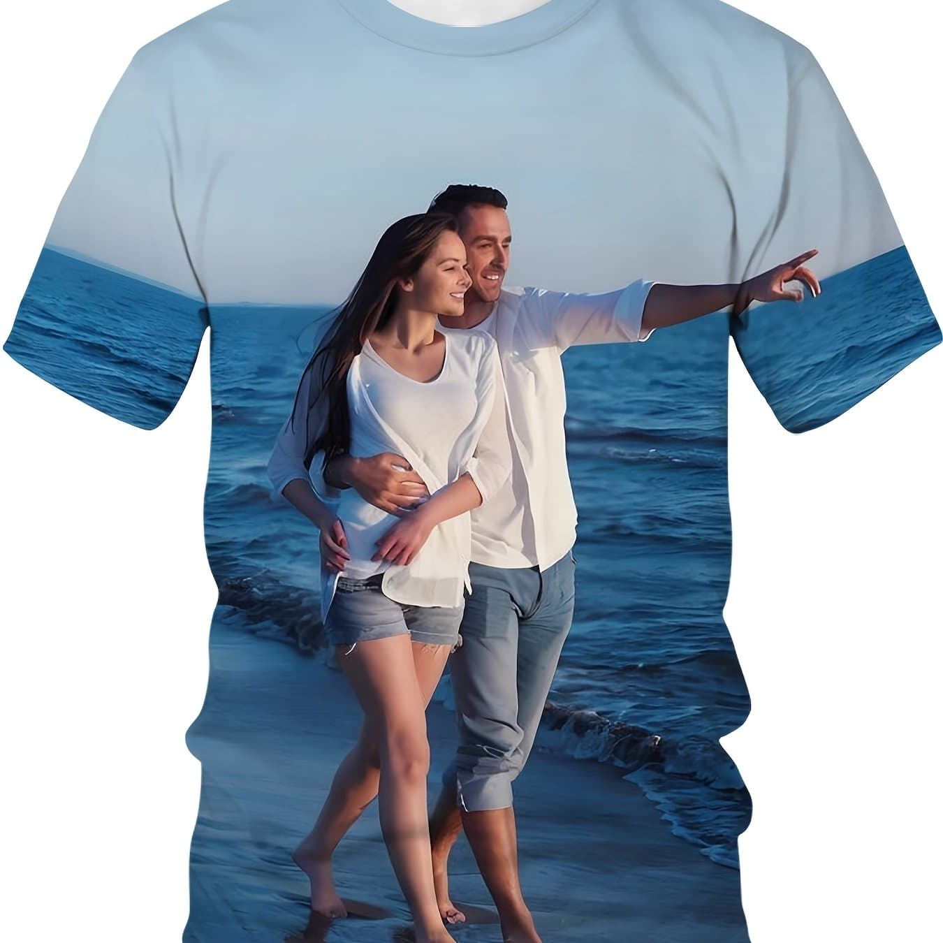 TEMU Adult Private Photos, Couple Photos, Family Photos, , Full-body Sporty Trendy Plus-size Round-neck Short-sleeve T-shirt, Plus Size
