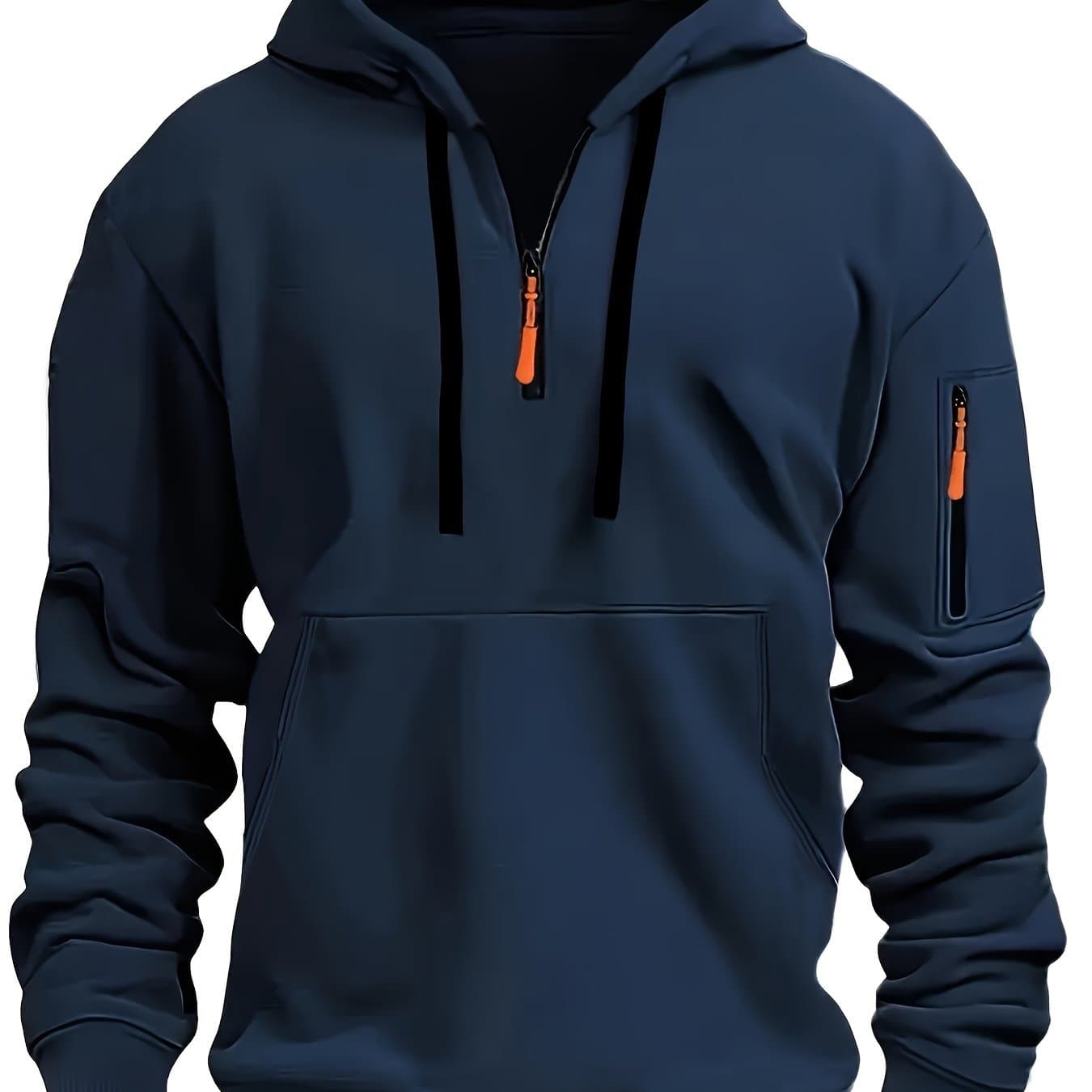 TEMU Autumn-winter Men's Fashion Hoodie, European And Outdoor Zipper Casual Sweatshirt