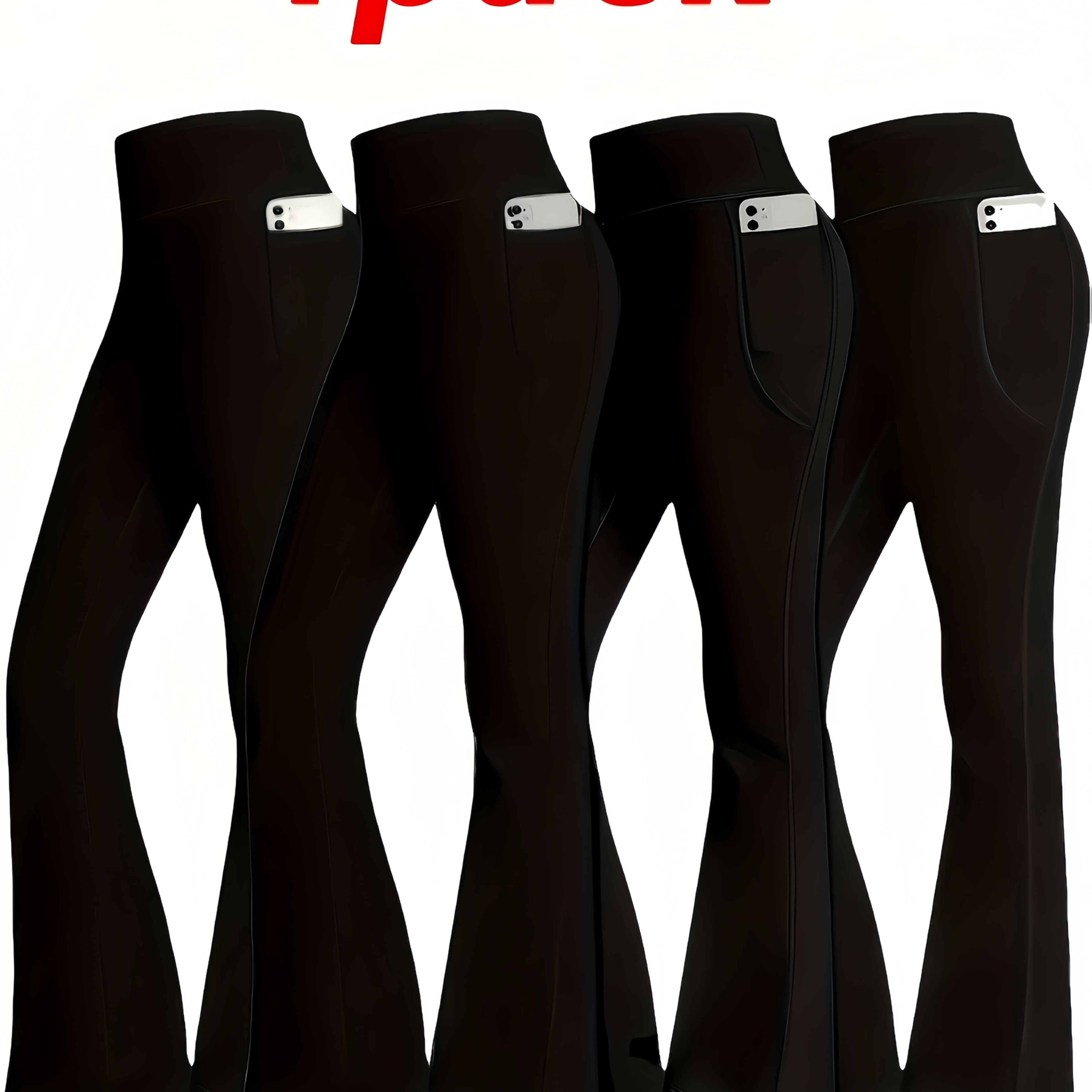 TEMU Four-piece Set Of Women's Fashionable Spring Front-slit Bell-bottom Pants, High-waisted Pants For Summer, Flattering The Figure, Women's Christmas Outfit
