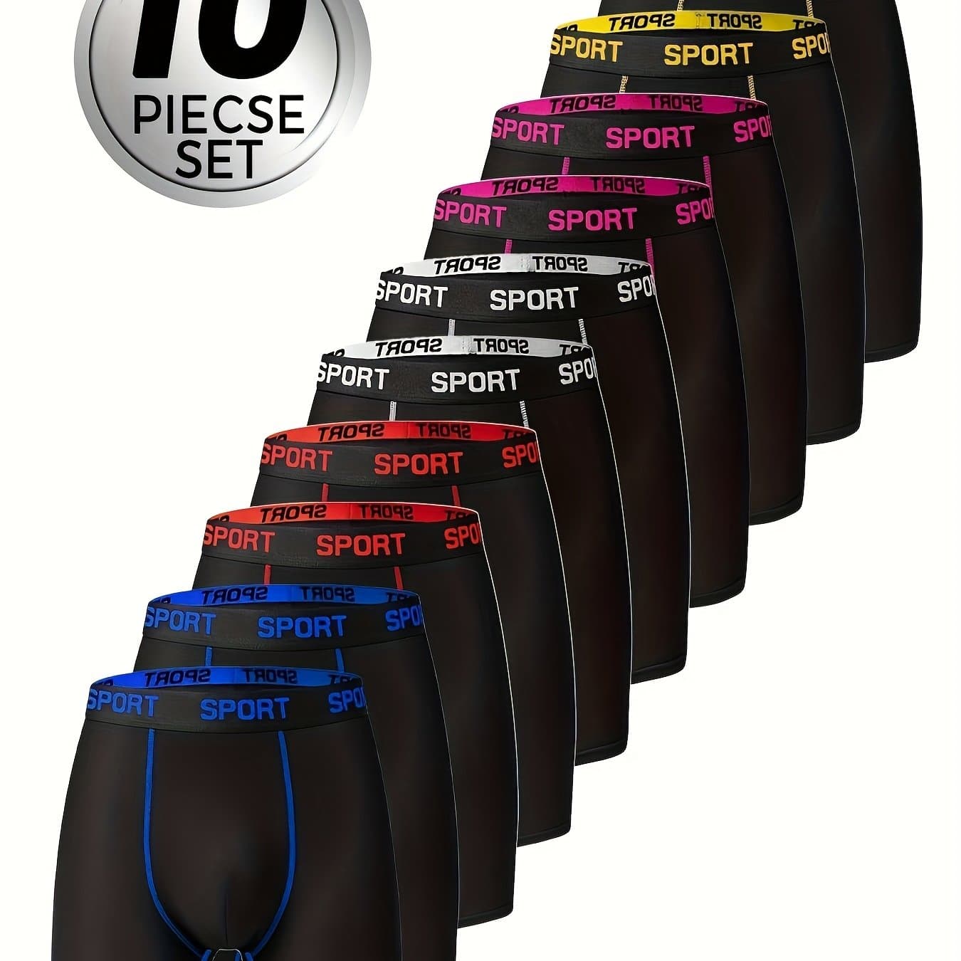 TEMU 10pcs Of Men' Color Comfortable Slim Fit Flat Angle Underwear, Breathable Drying Elastic Waistband Sports Pants, Suitable For Spring Sports And Daily Wear Soft Men's Underwear