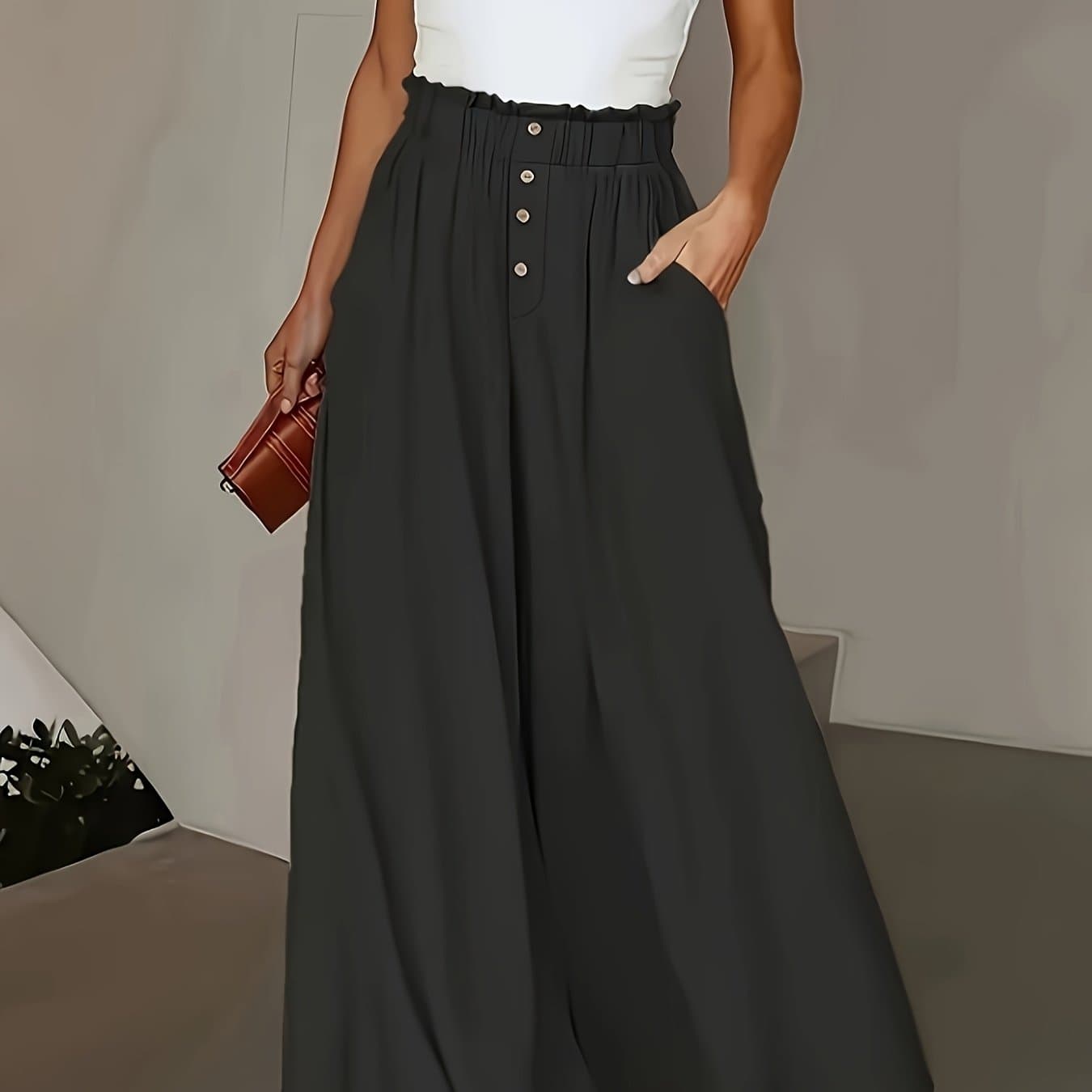 TEMU Women' Color Wide-leg Pants