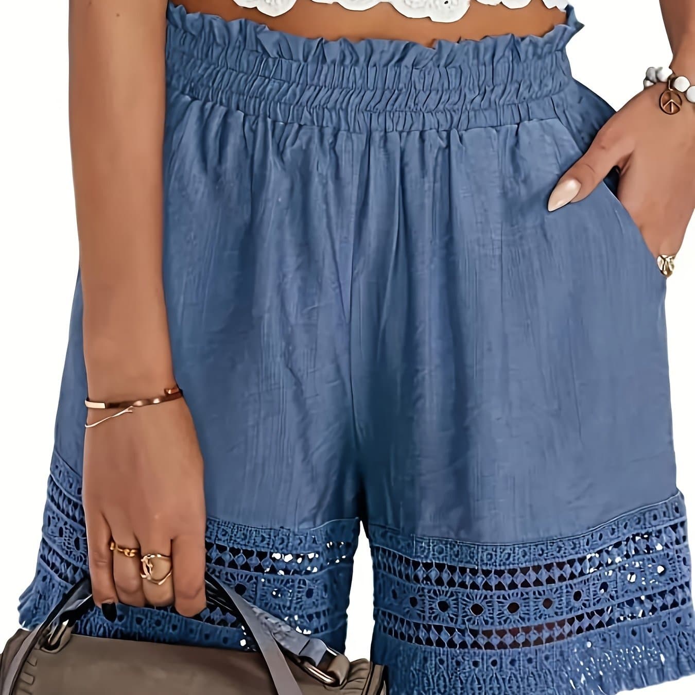 TEMU Vacation-style Lace Fringe Shorts