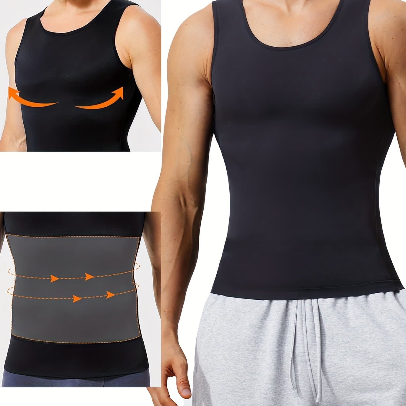 TEMU Double-layer Nylon Men's Slimming And Shaping Vest