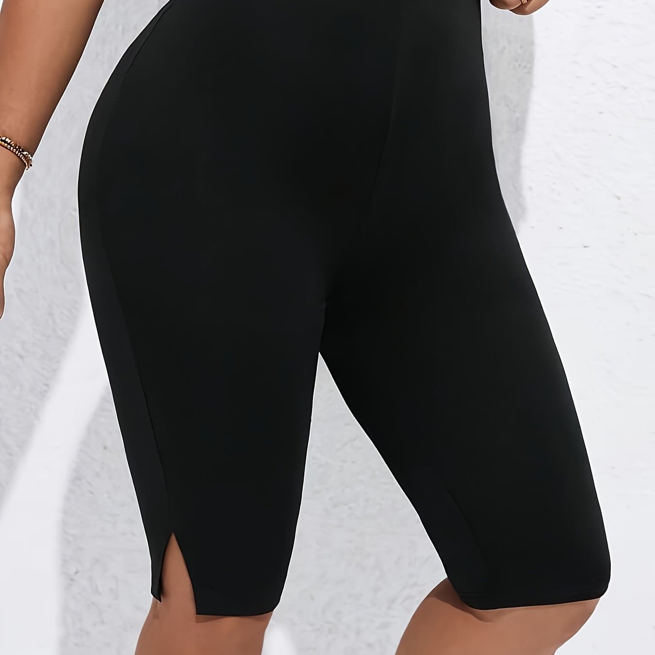 TEMU Solid Color Slit Stretch Pants, Women's Spring Summer Fall Wear. Casual All-match Style, Machine Washable,