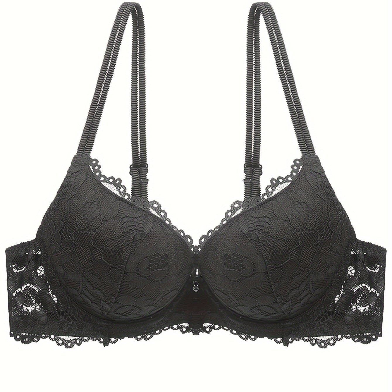 TEMU Lace Thick Cup Push Up Bra | Medium Support, Non Removable Padding, Underwire, Preppy Style