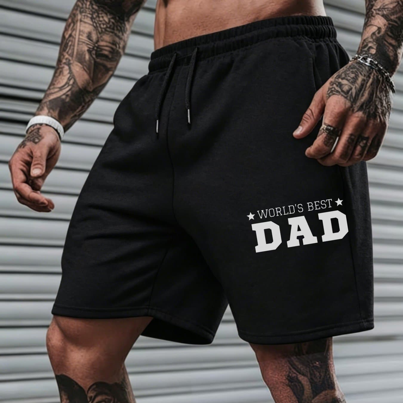 TEMU Dad Print Suitable For Daily Wear Summer Perfect Gift For Father's Day Or Dad's Birthday01unisex Summer Beach Shorts Casual Drawstring Loose Fit Shorts For Men Women