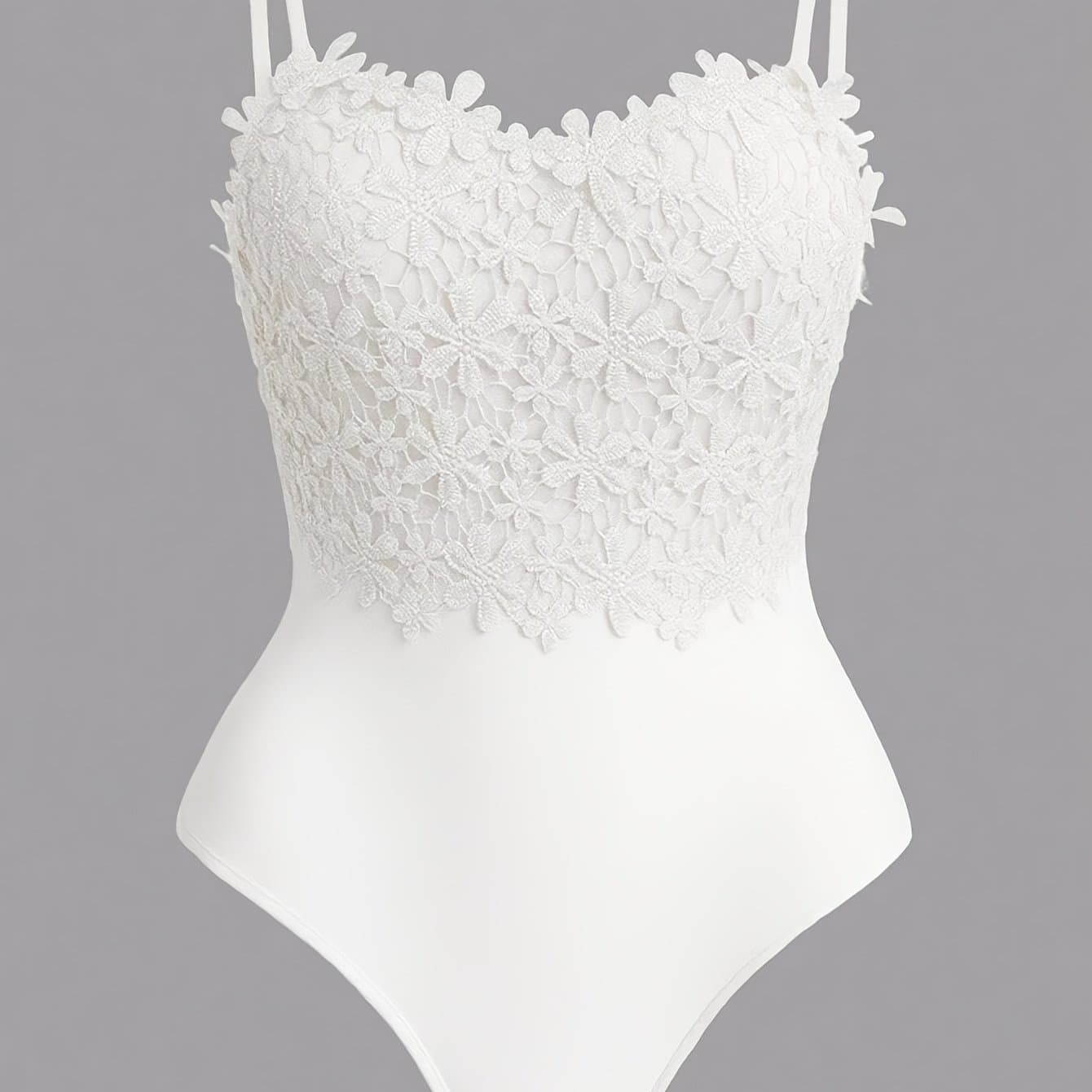 TEMU Women's Y2k Style Floral Embroidered Corset Top - Front & Mid-back Lace-up Bodysuit With Adjustable Straps, Lace- For Wear, Bodysuit, Apparel, Elegant Lace Detailing, Intricate Embroidery