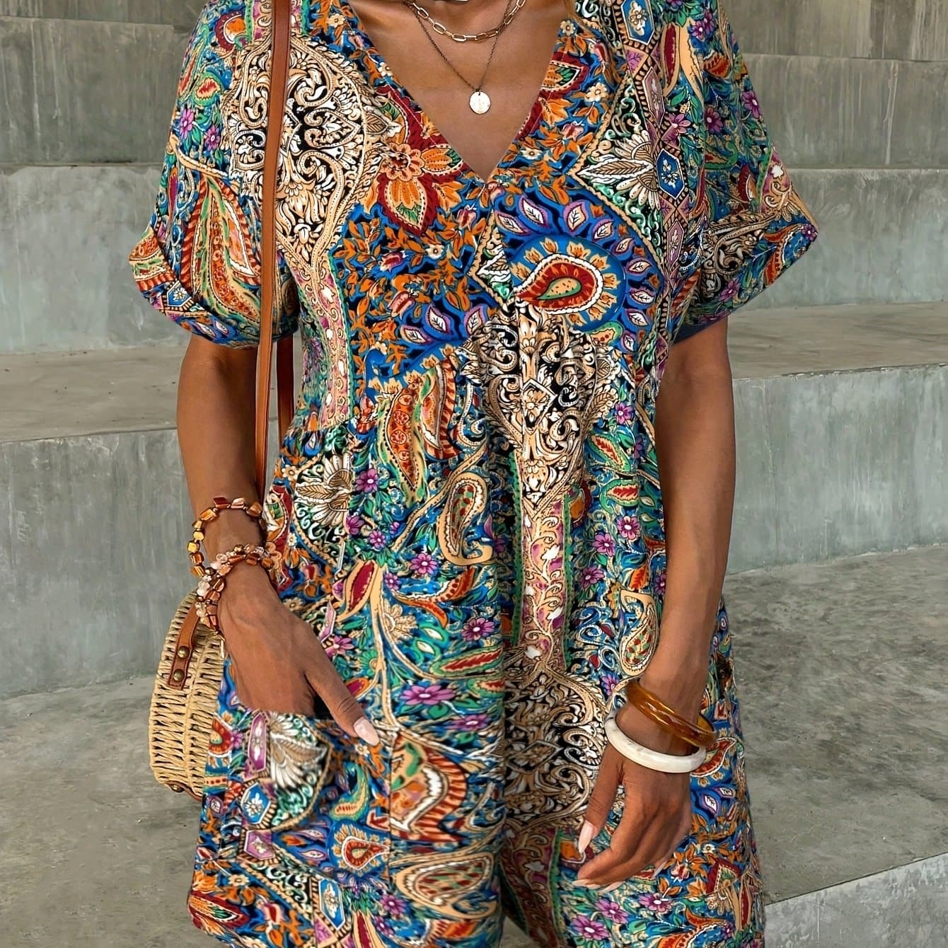 TEMU Bohemian Style Women's Fashion For Spring And Summer, Featuring Patterns And Holiday Jumpsuits
