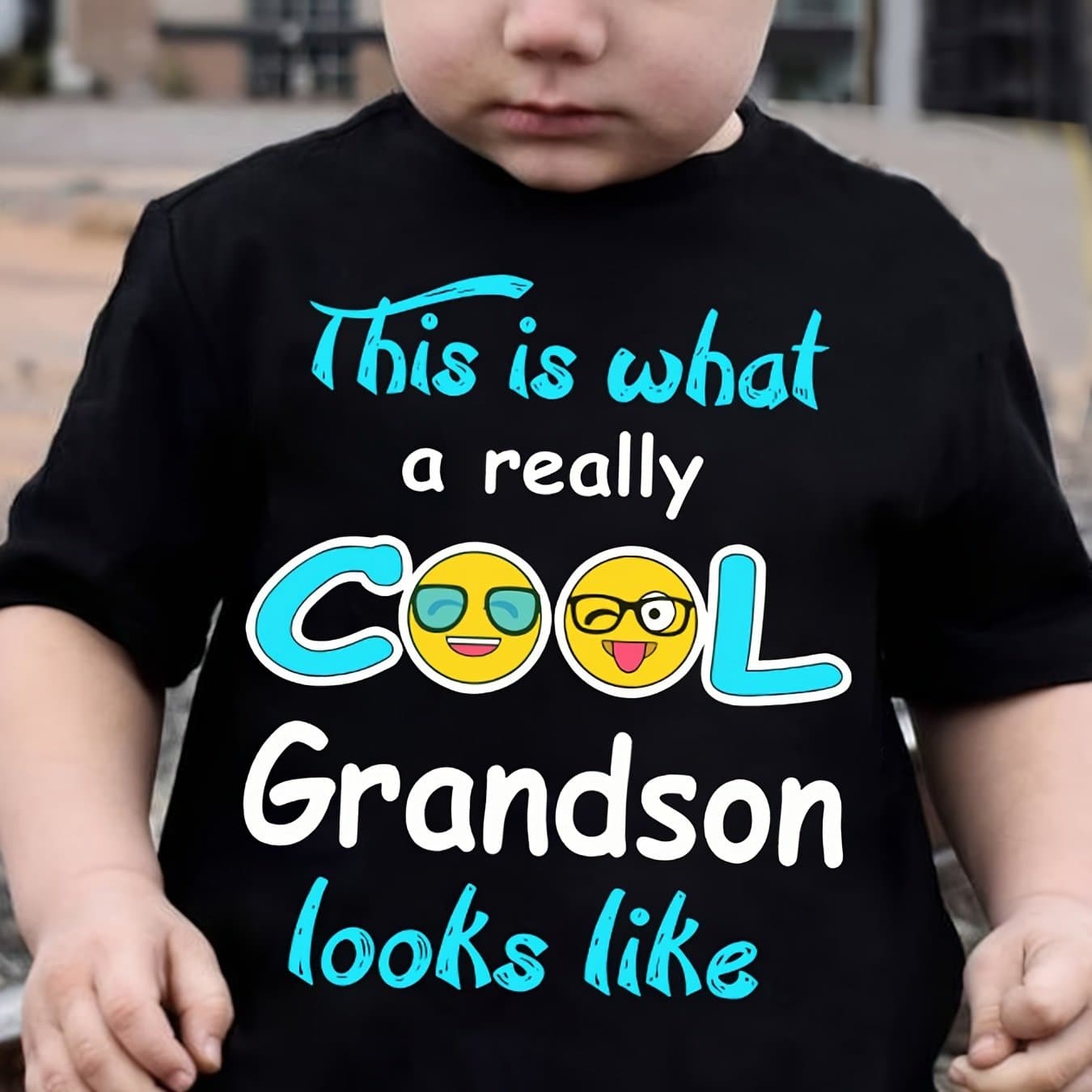 TEMU T-shirt, This Is What A Really Cool Grandson Looks Like Print, Comfortable And Casual Round Neck, Short Sleeved