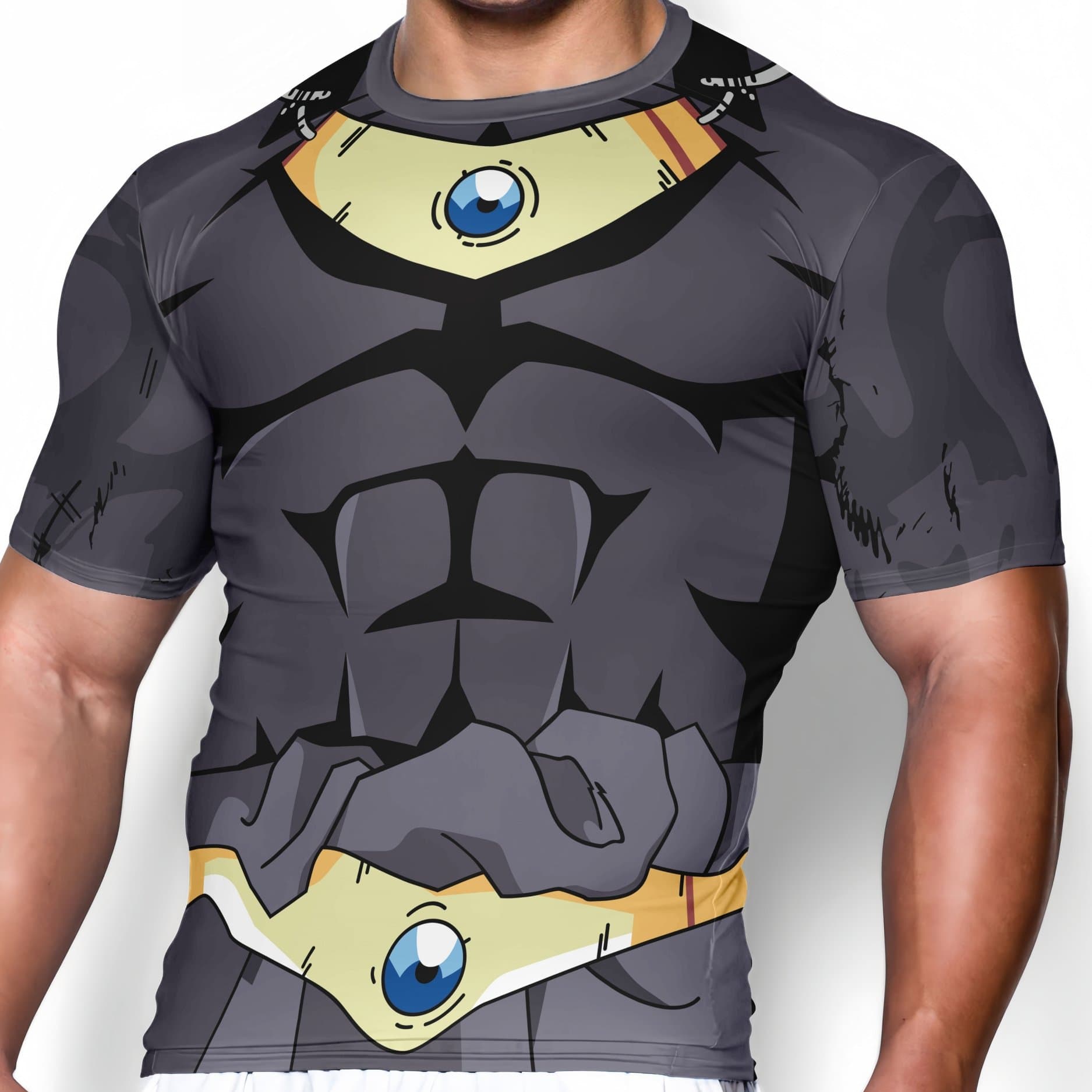 TEMU Men's 3d Printed Compression Shirt, 100% Polyester Crew Neck Short Sleeve Rashguard, High Stretch Knit Fabric, Quick Tops For Training, Running, Basketball - Summer Sports & Casual Wear