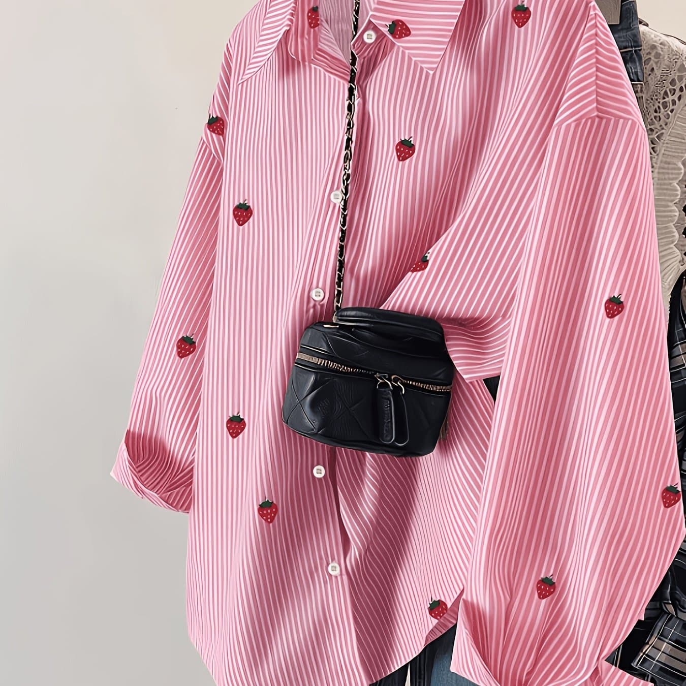 TEMU Elegant Special Edition Women's Printed Shirt - Long Sleeve Button- Shirt, Classic Collar, Medium Elasticity And Machine Washable, Suitable For Office, Or Formal Events, , Casual