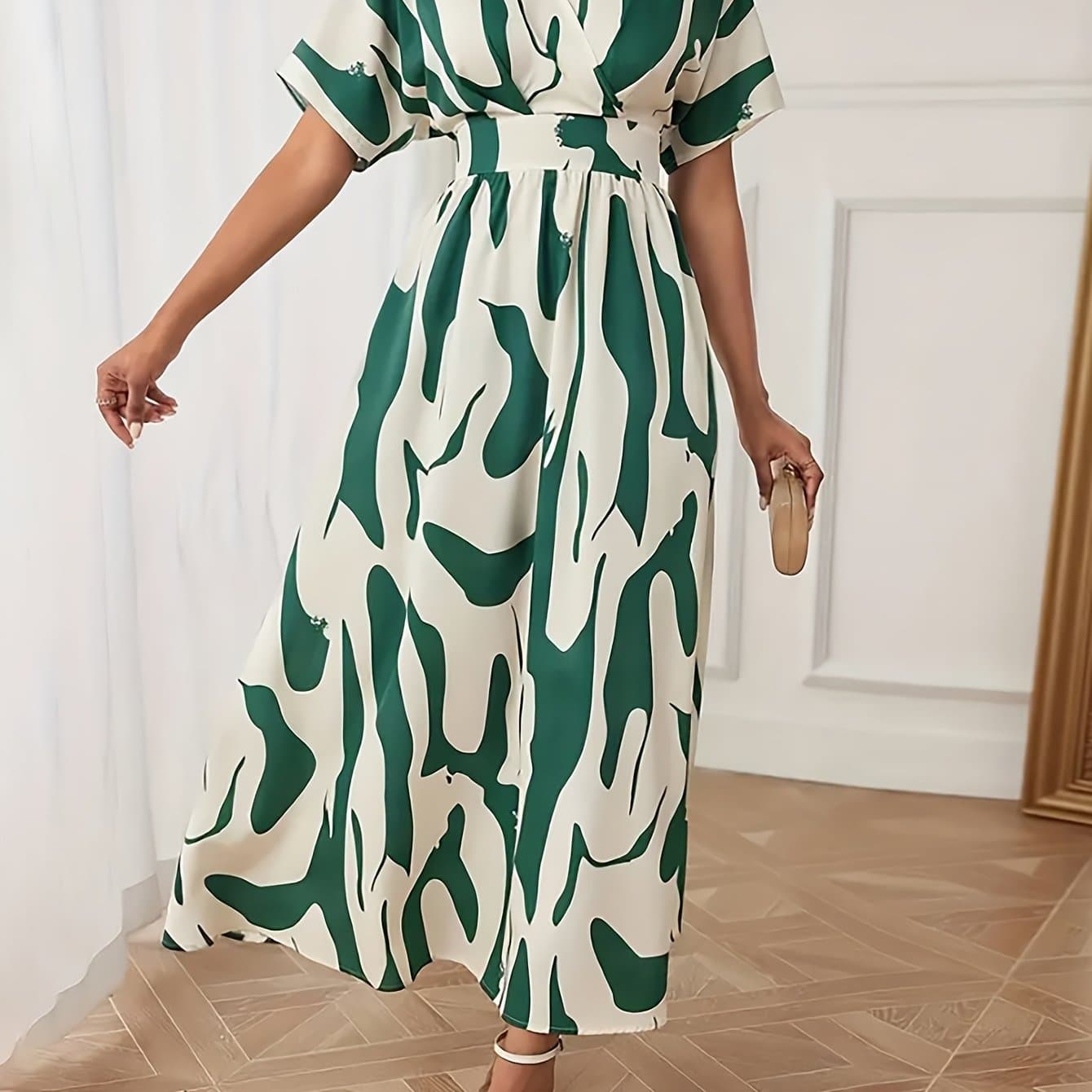 TEMU Color--line Dress With Waist Cinch